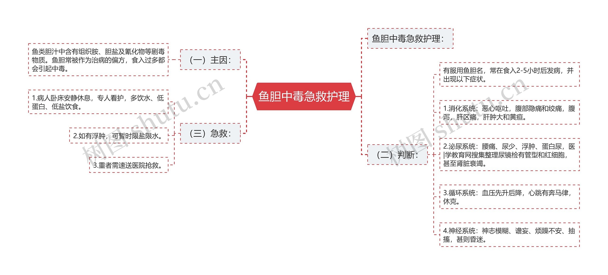 鱼胆中毒急救护理思维导图