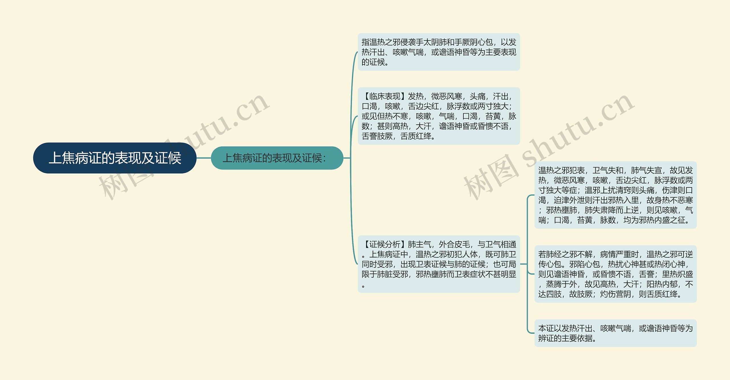 上焦病证的表现及证候思维导图