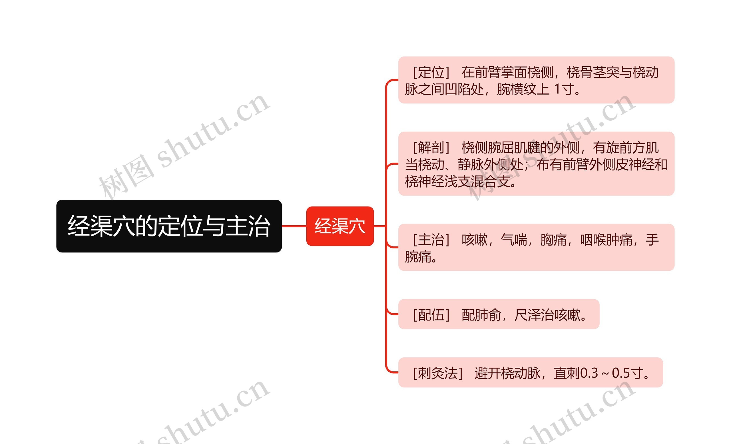 经渠穴的定位与主治思维导图