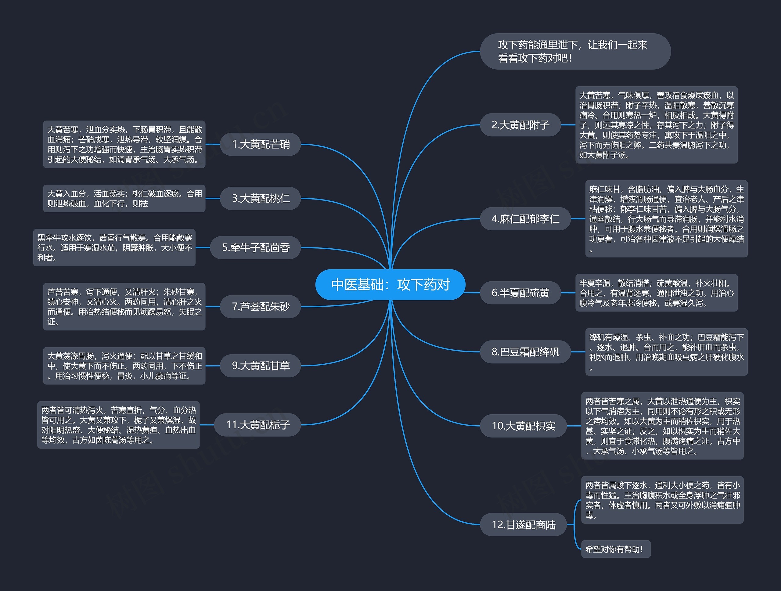 中医基础：攻下药对思维导图