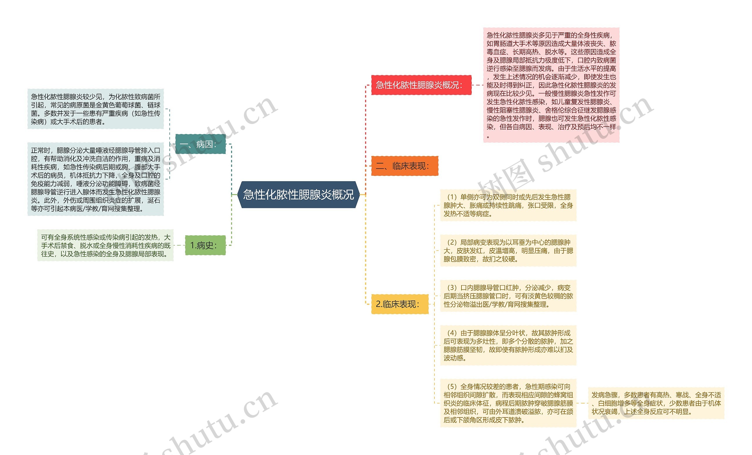 急性化脓性腮腺炎概况思维导图