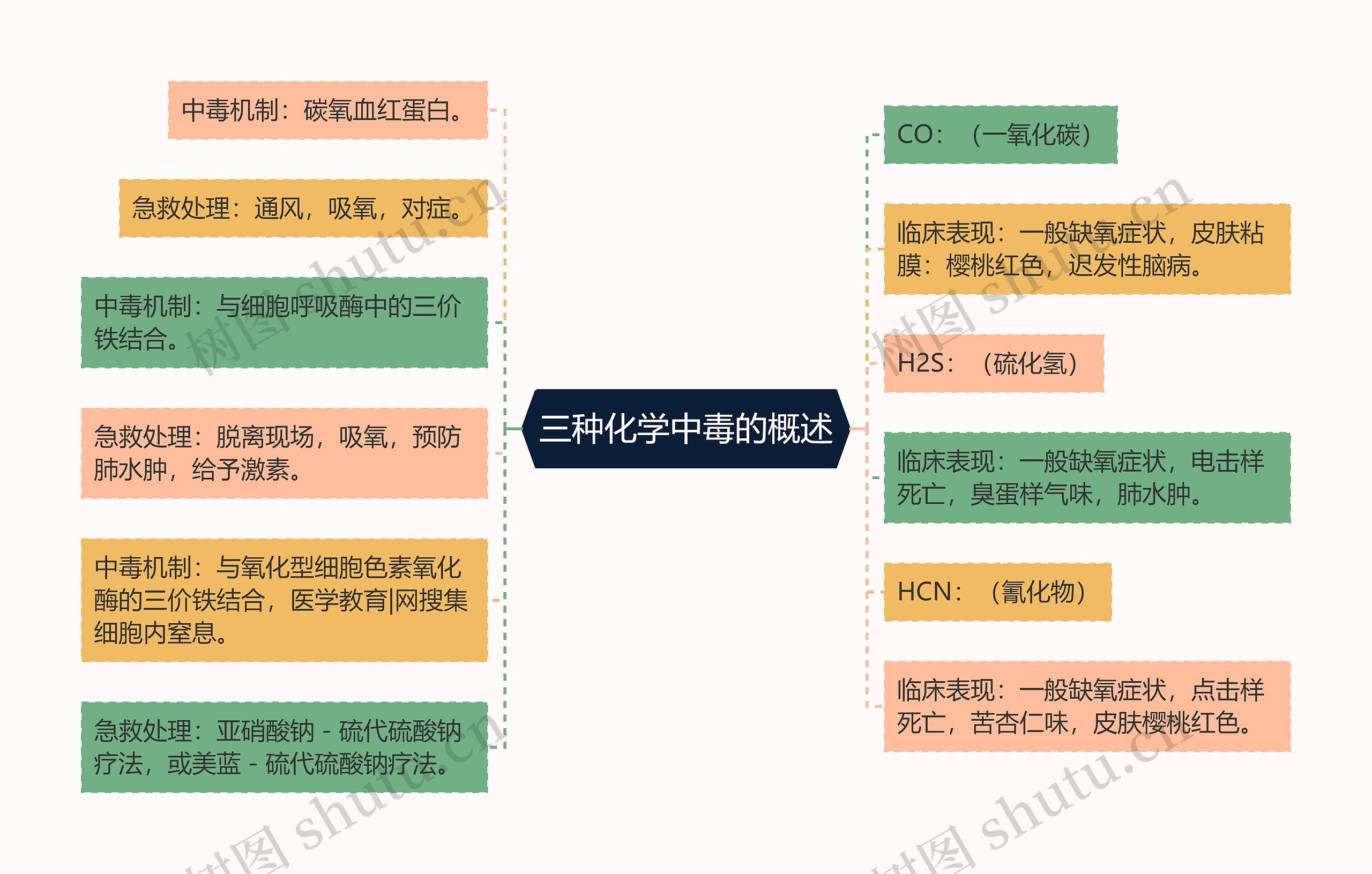 三种化学中毒的概述思维导图