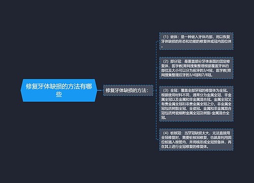 修复牙体缺损的方法有哪些