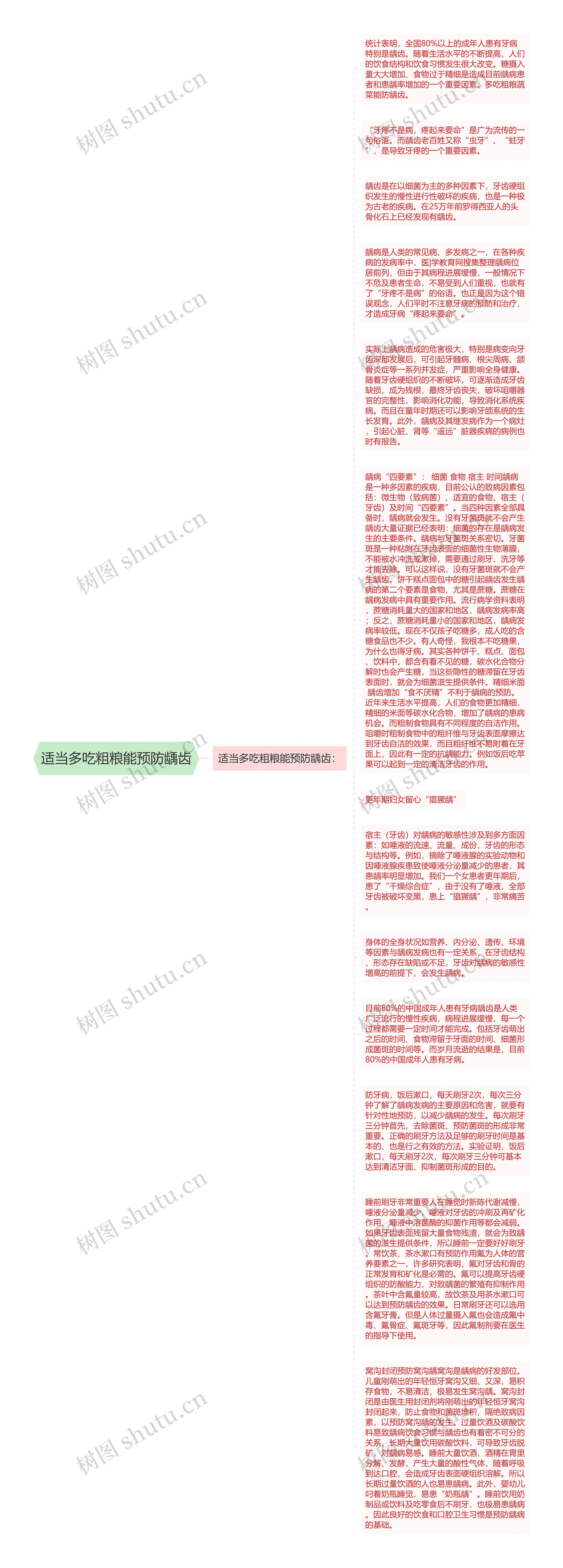 适当多吃粗粮能预防龋齿思维导图