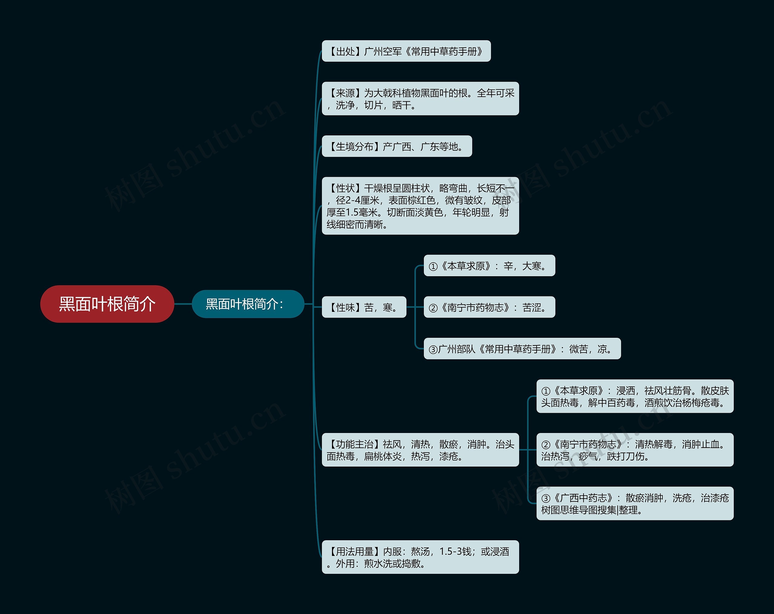 黑面叶根简介思维导图