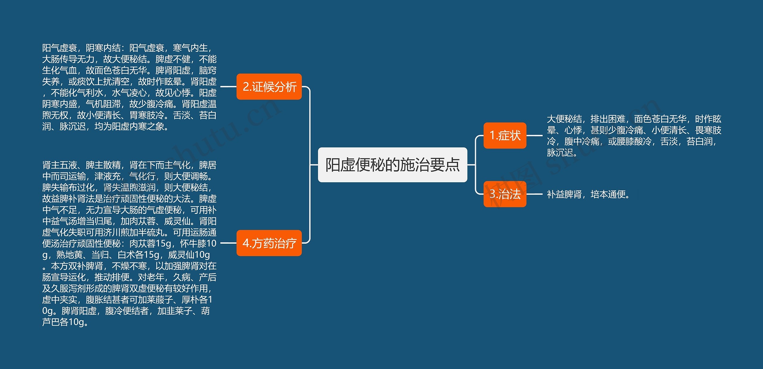 阳虚便秘的施治要点思维导图