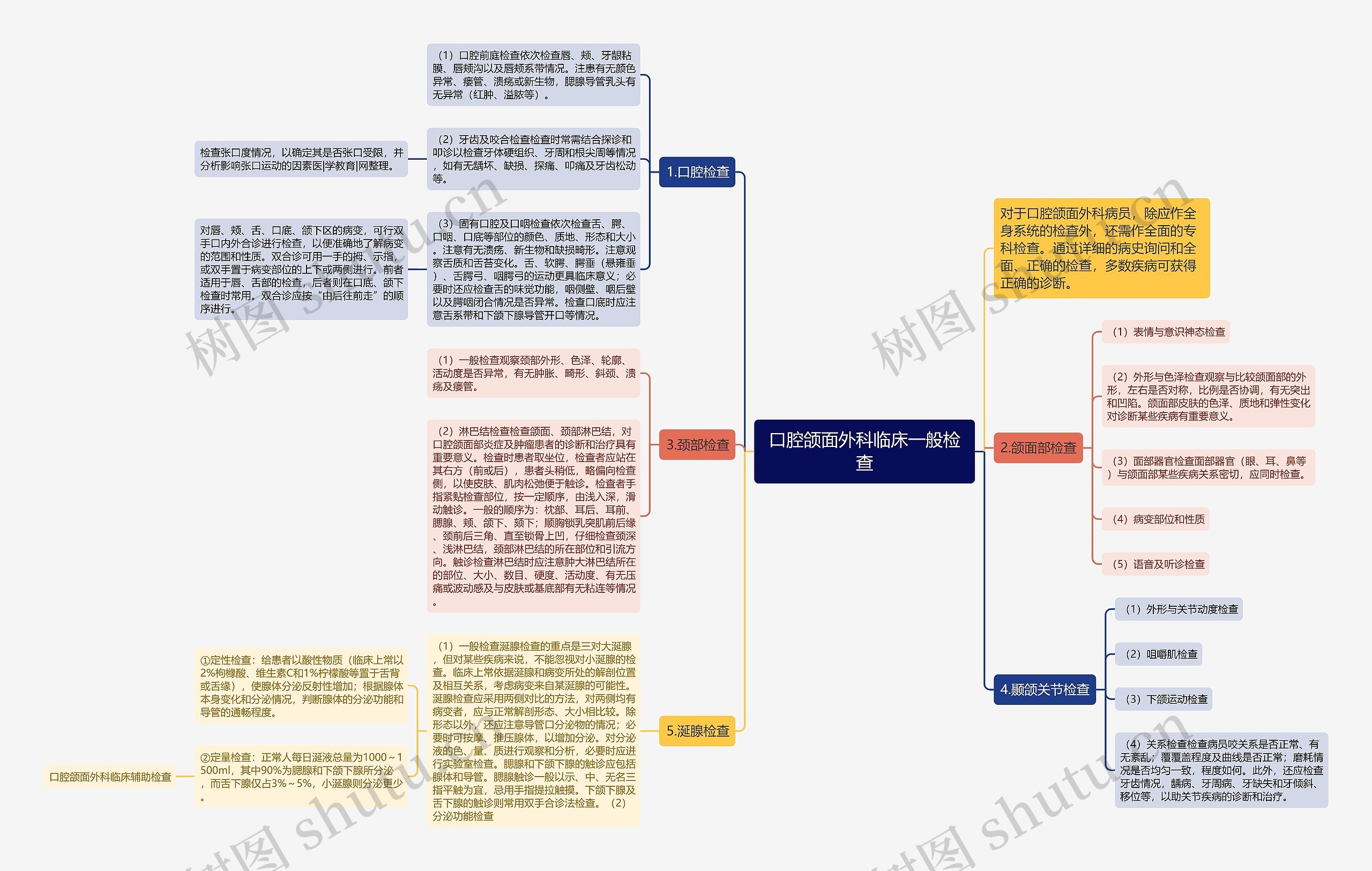 口腔颌面外科临床一般检查思维导图