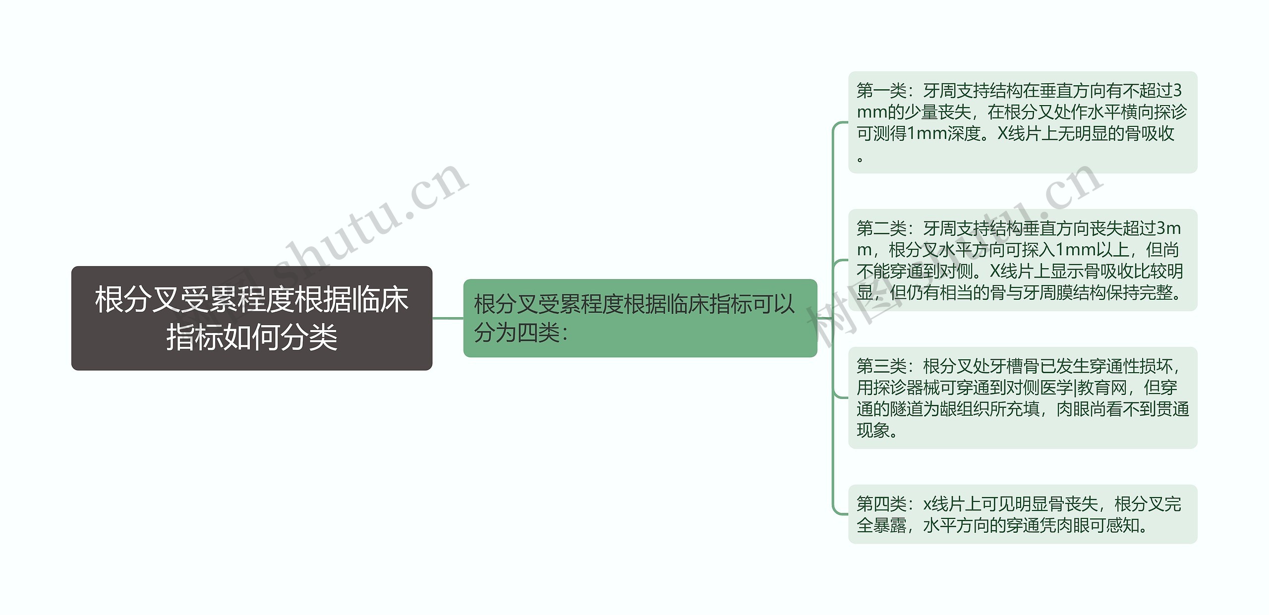 根分叉受累程度根据临床指标如何分类思维导图