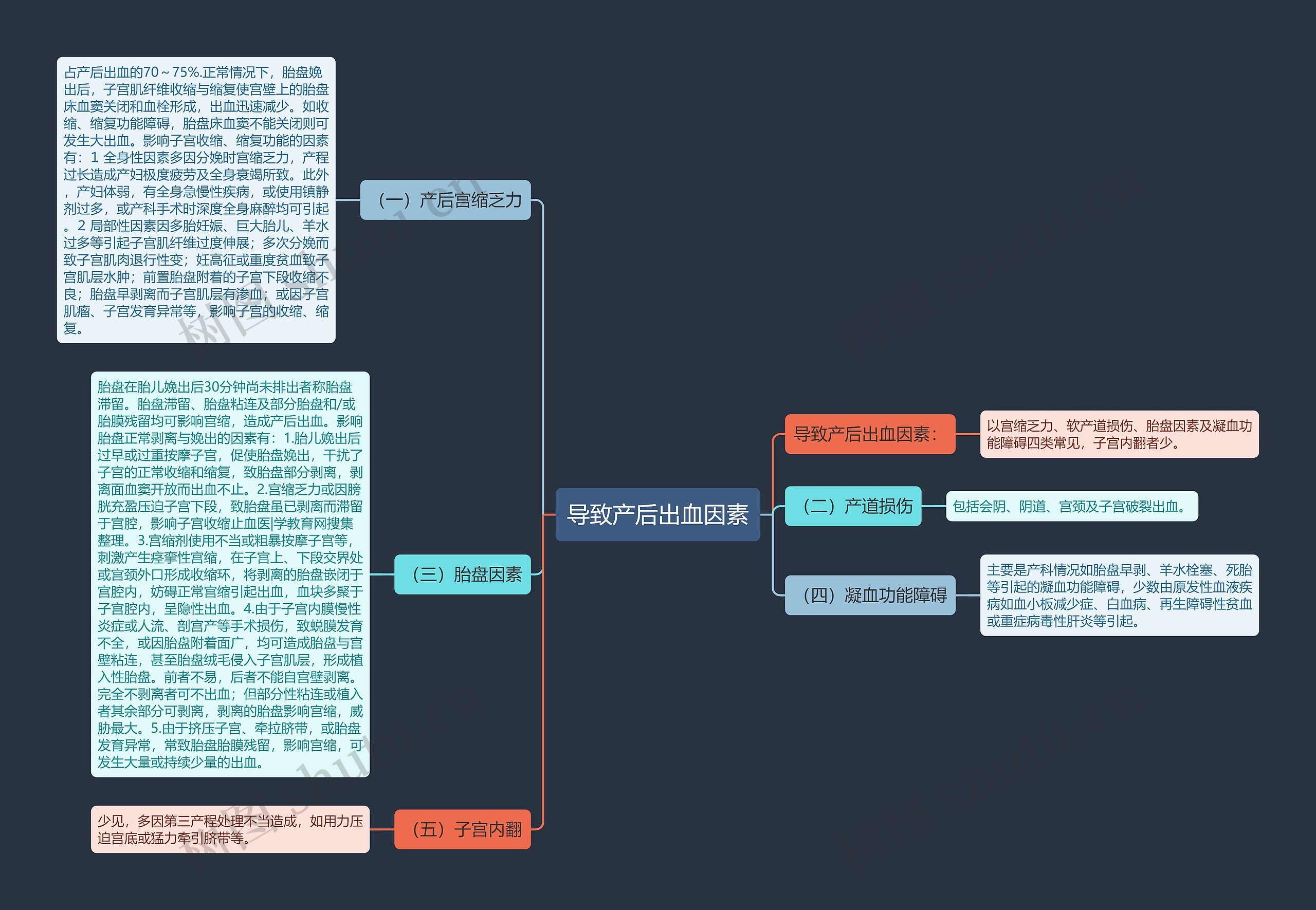 导致产后出血因素思维导图