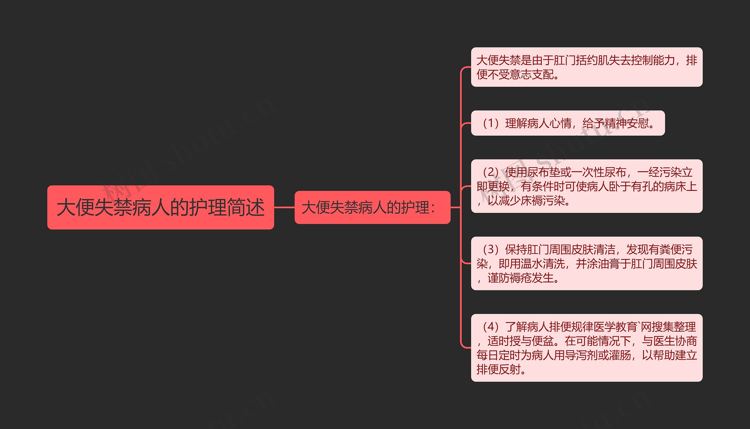 大便失禁病人的护理简述思维导图