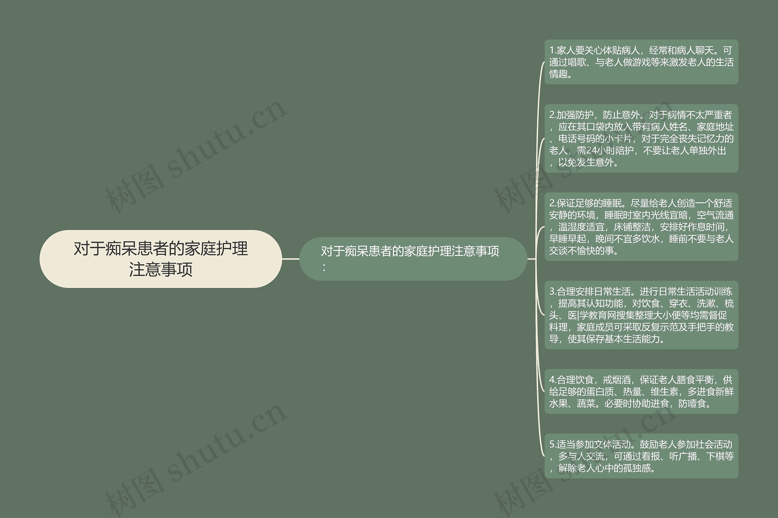 对于痴呆患者的家庭护理注意事项思维导图