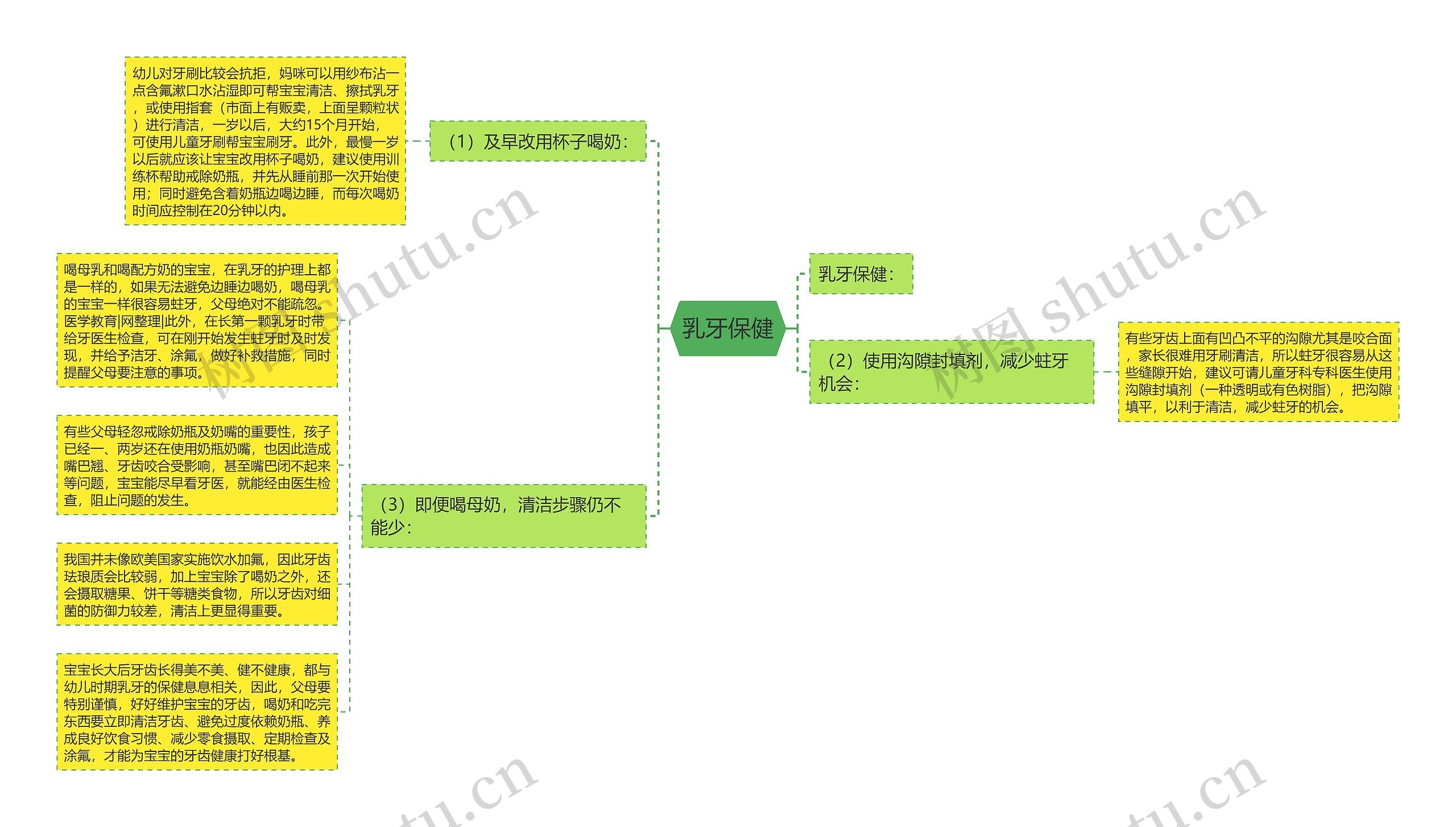 乳牙保健思维导图
