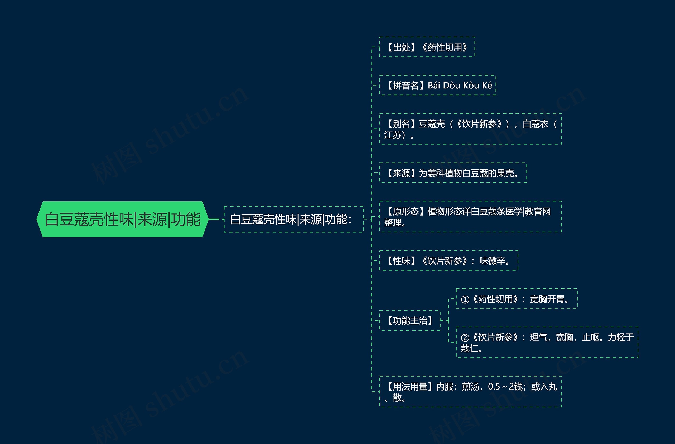 白豆蔻壳性味|来源|功能思维导图