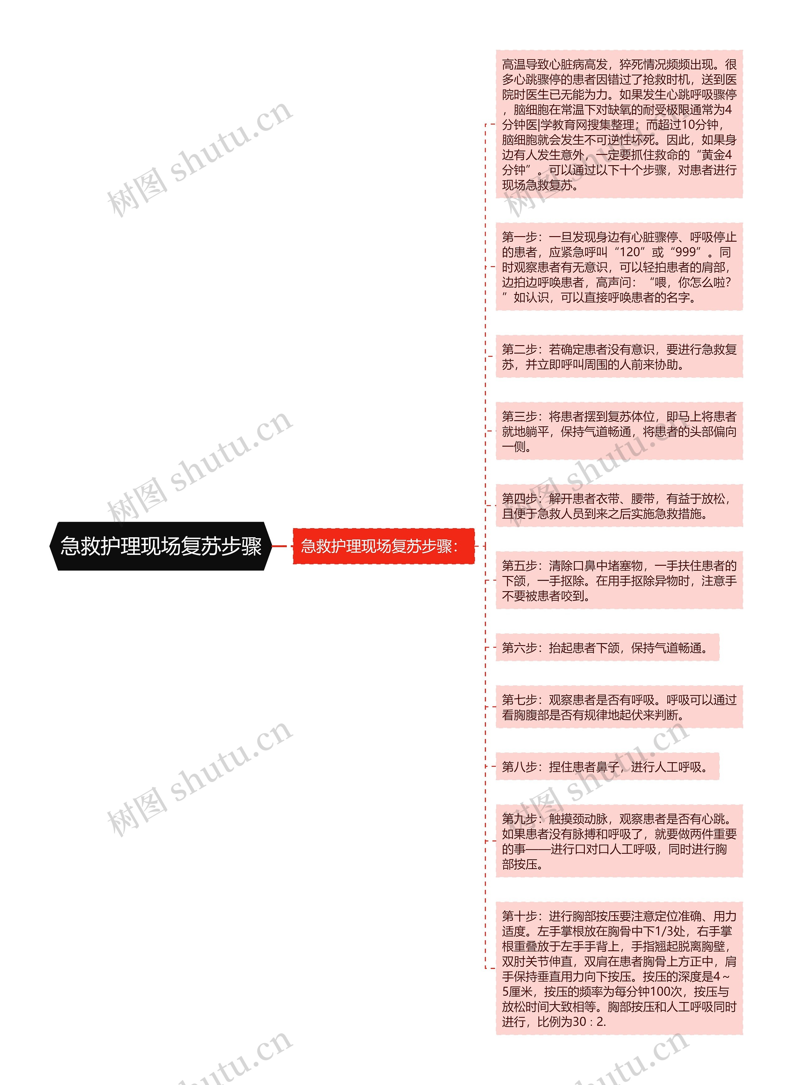 急救护理现场复苏步骤思维导图