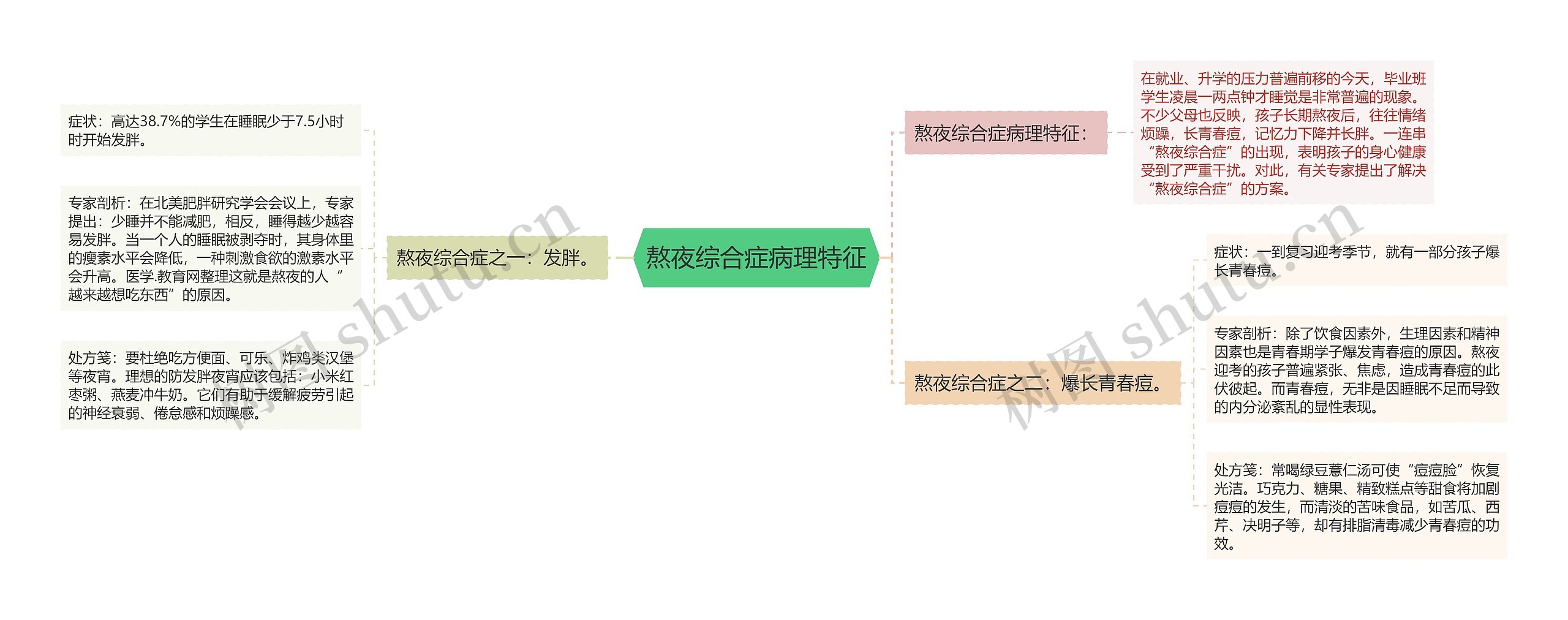 熬夜综合症病理特征思维导图