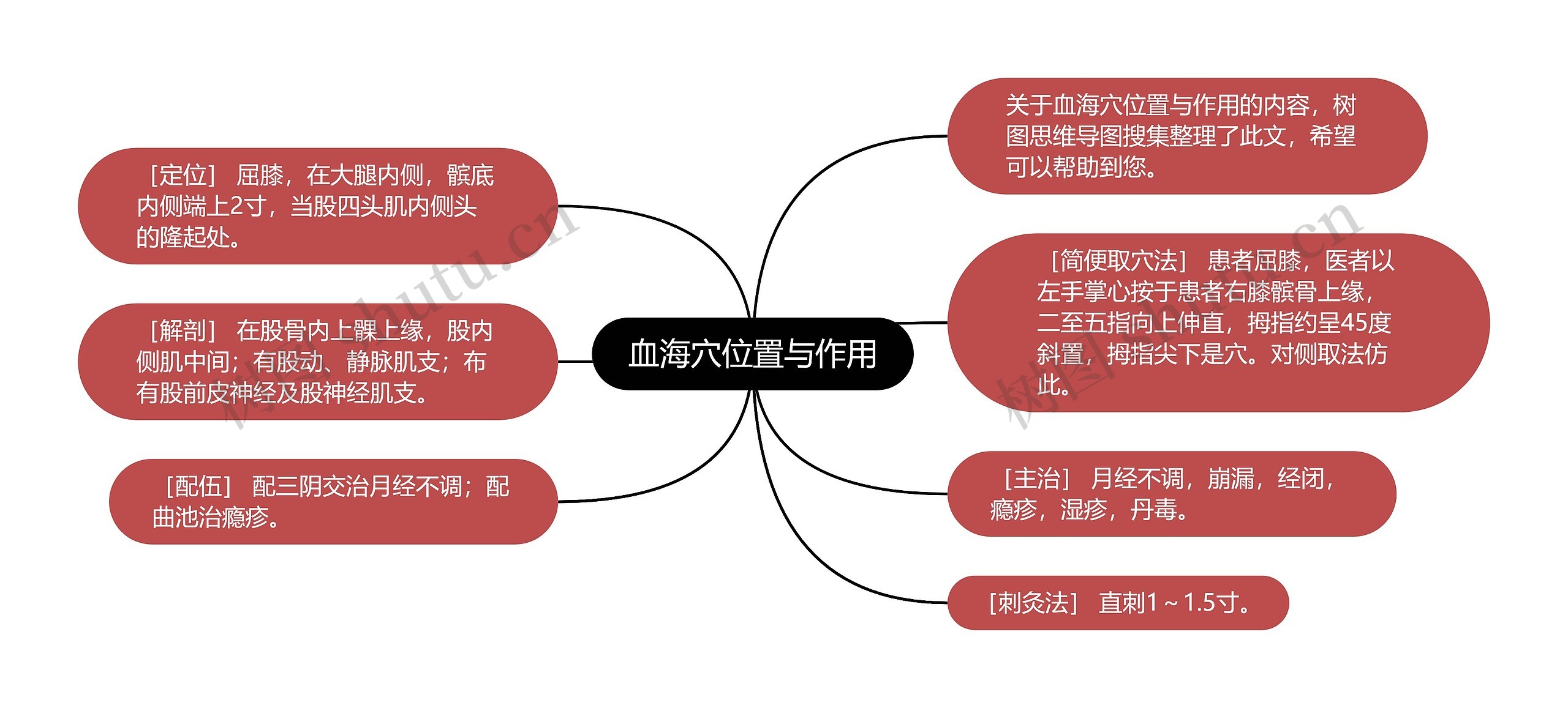 血海穴位置与作用思维导图