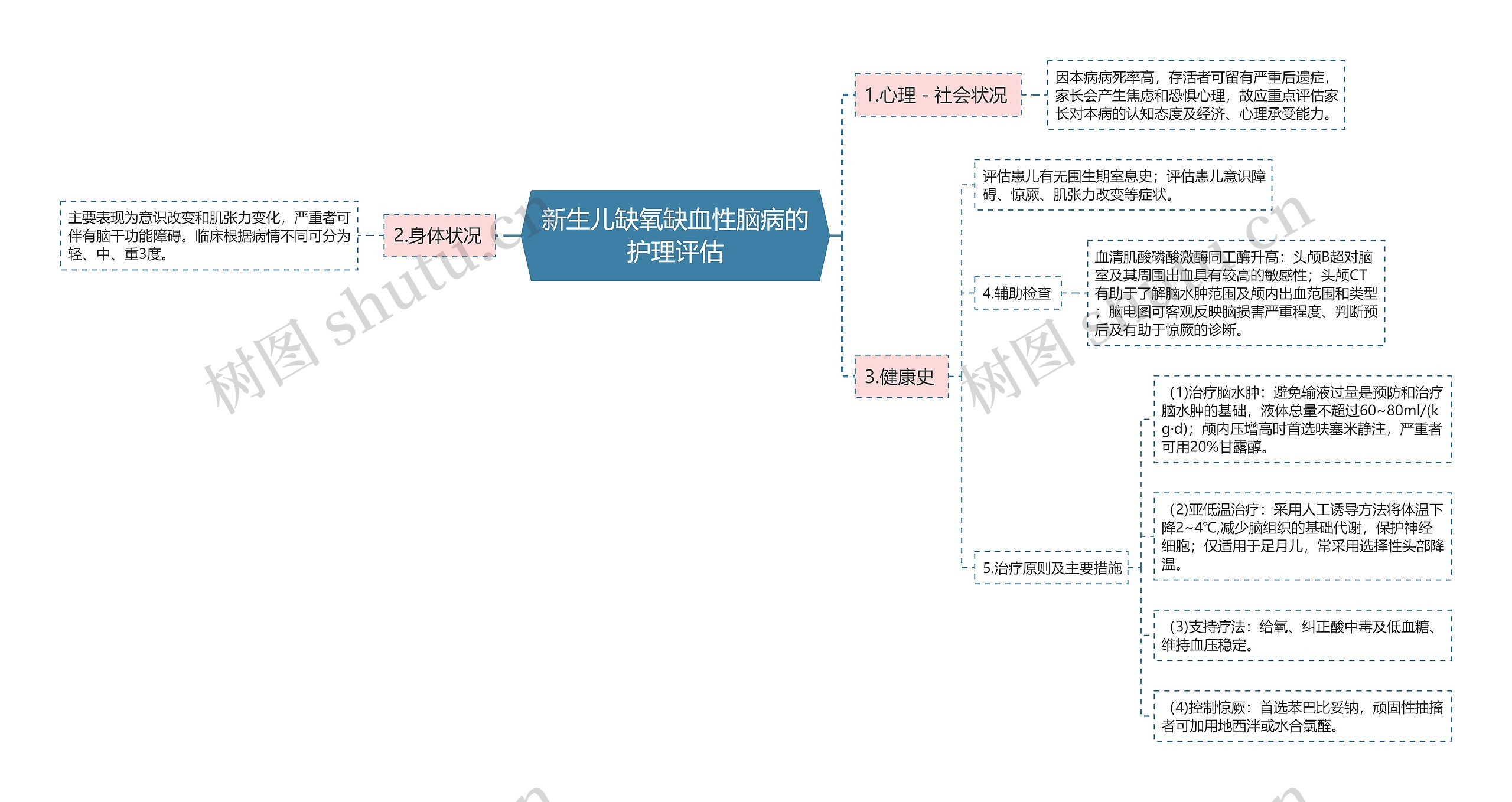 新生儿缺氧缺血性脑病的护理评估思维导图