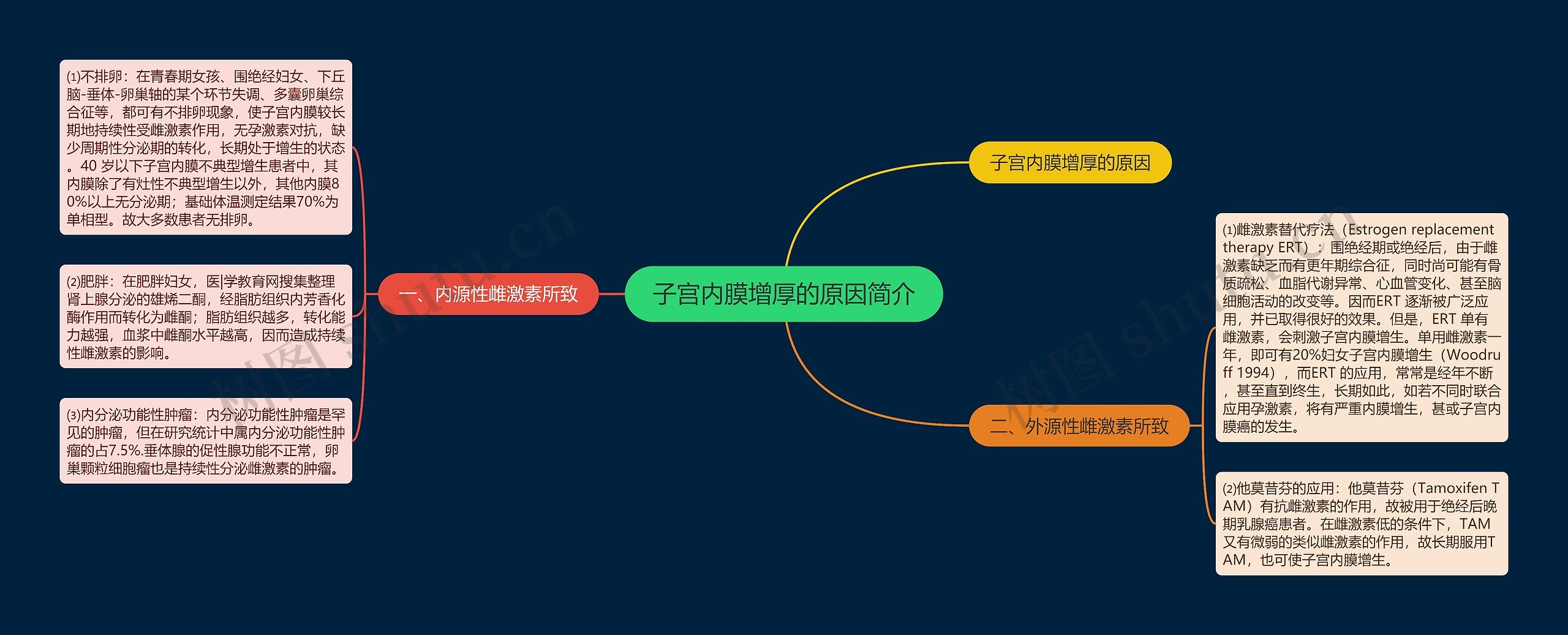 子宫内膜增厚的原因简介思维导图