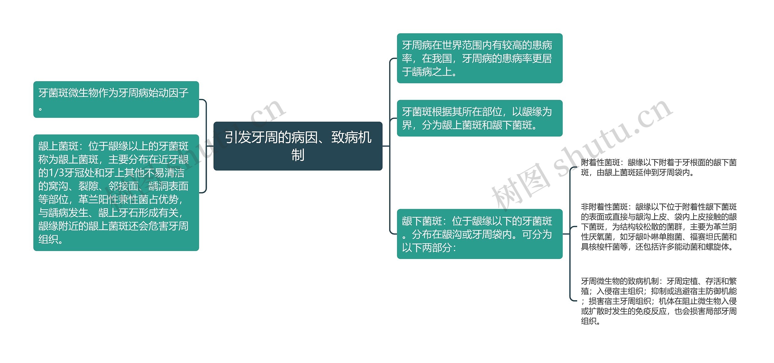 引发牙周的病因、致病机制思维导图