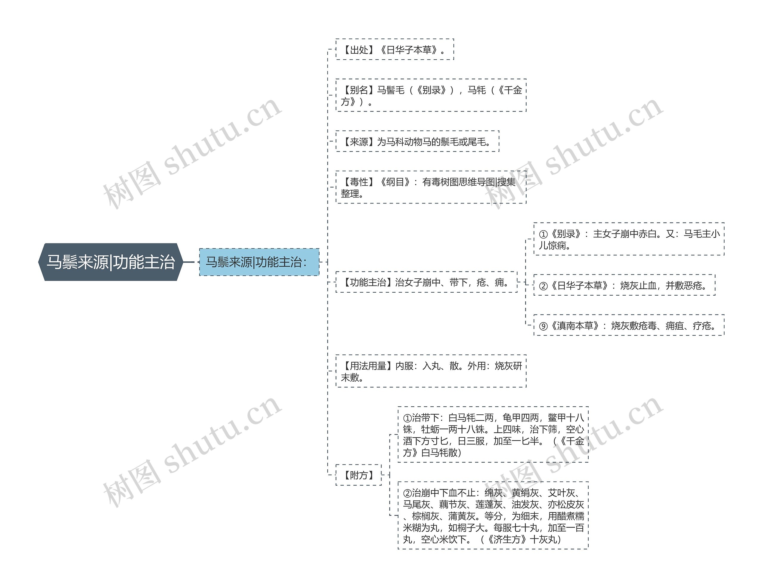 马鬃来源|功能主治思维导图