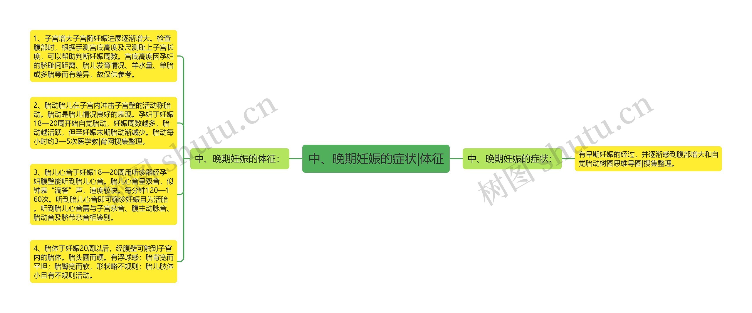 中、晚期妊娠的症状|体征思维导图