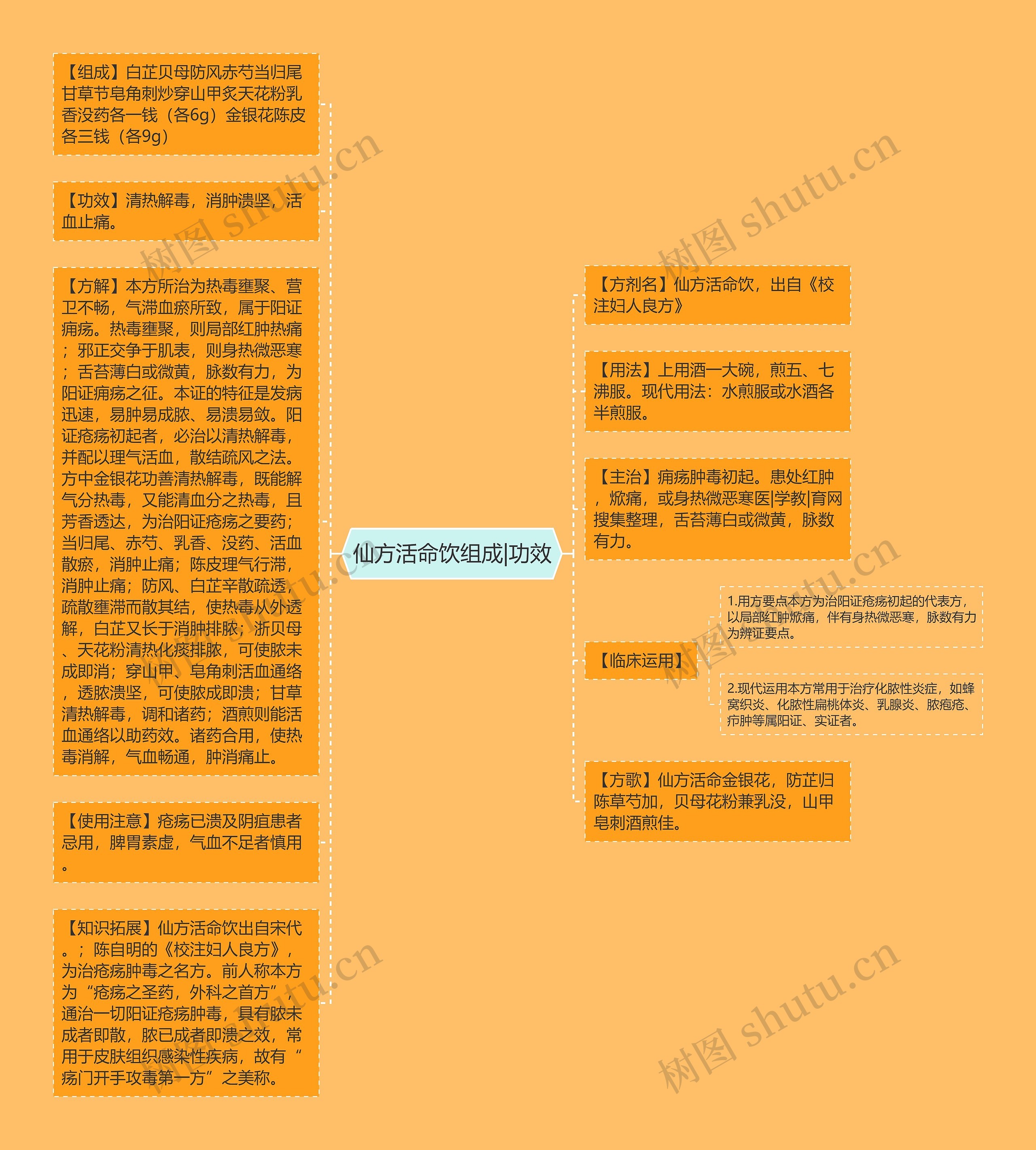 仙方活命饮组成|功效思维导图