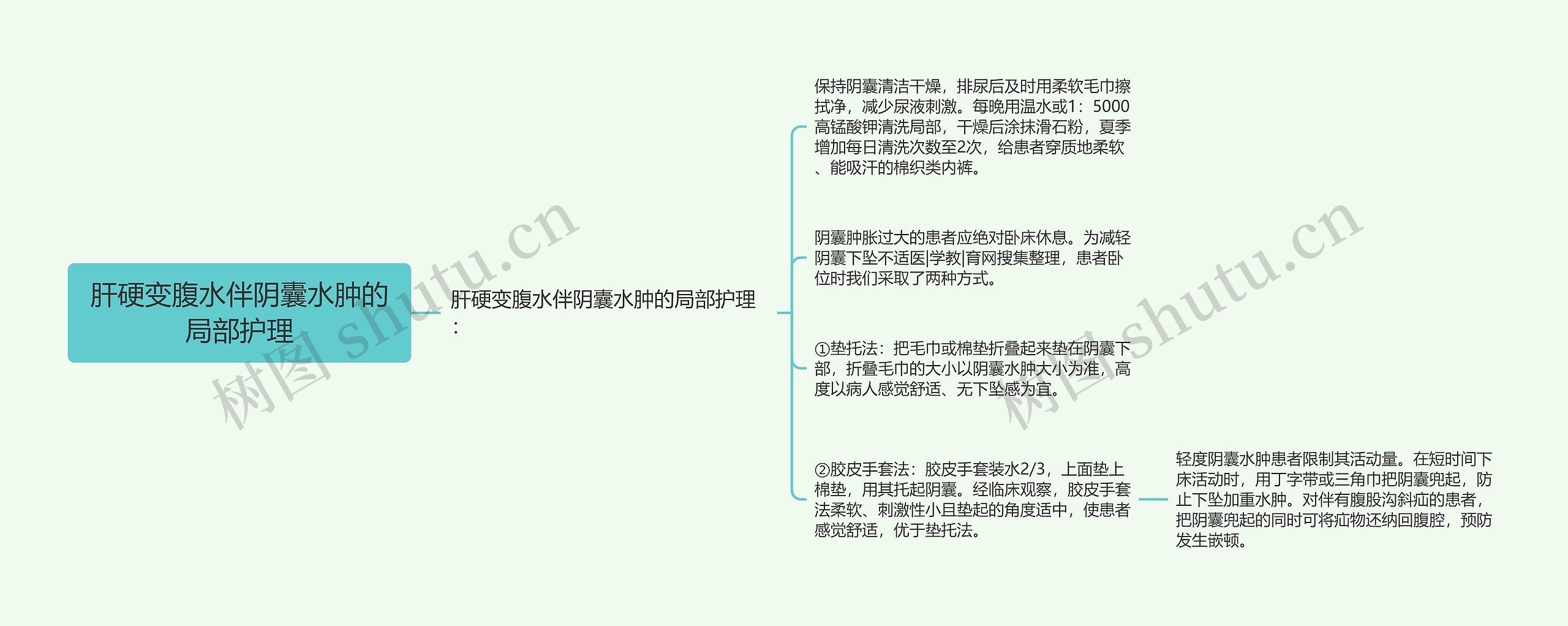 肝硬变腹水伴阴囊水肿的局部护理思维导图