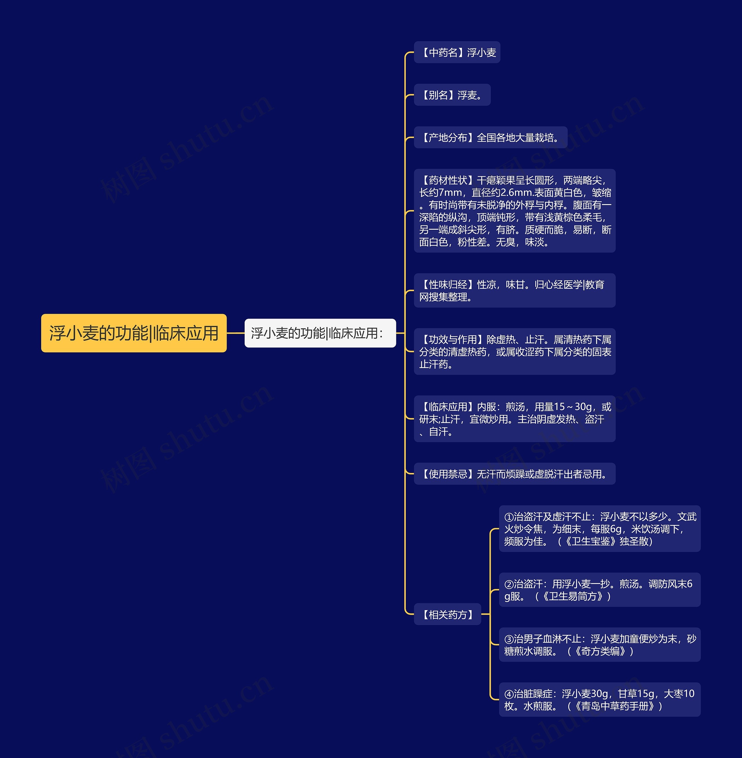 浮小麦的功能|临床应用思维导图