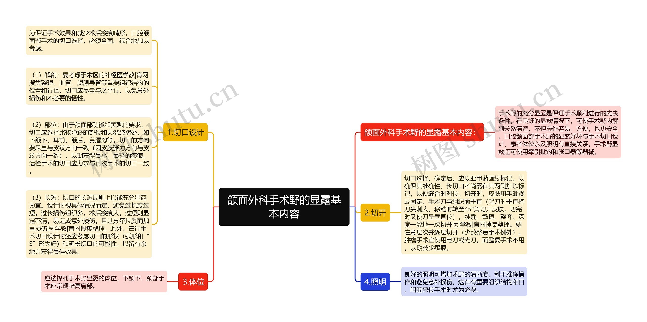 颌面外科手术野的显露基本内容思维导图