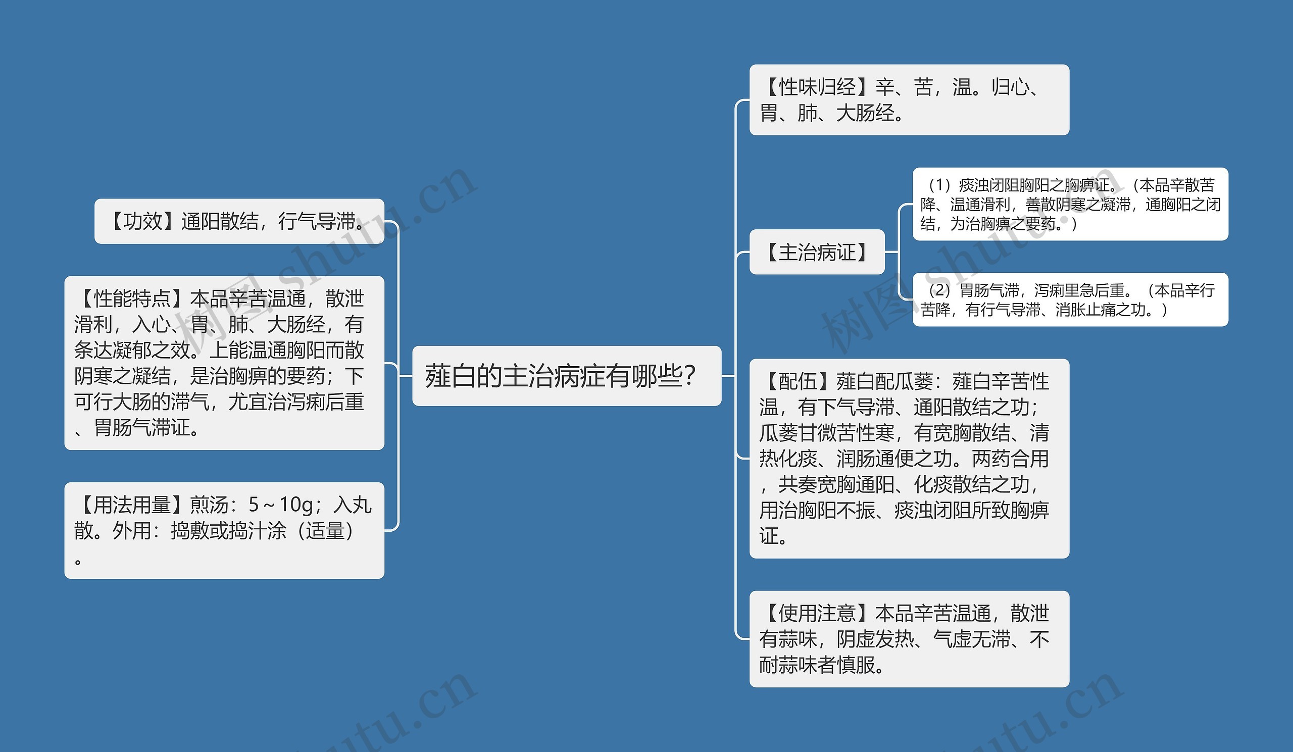 薤白的主治病症有哪些？思维导图