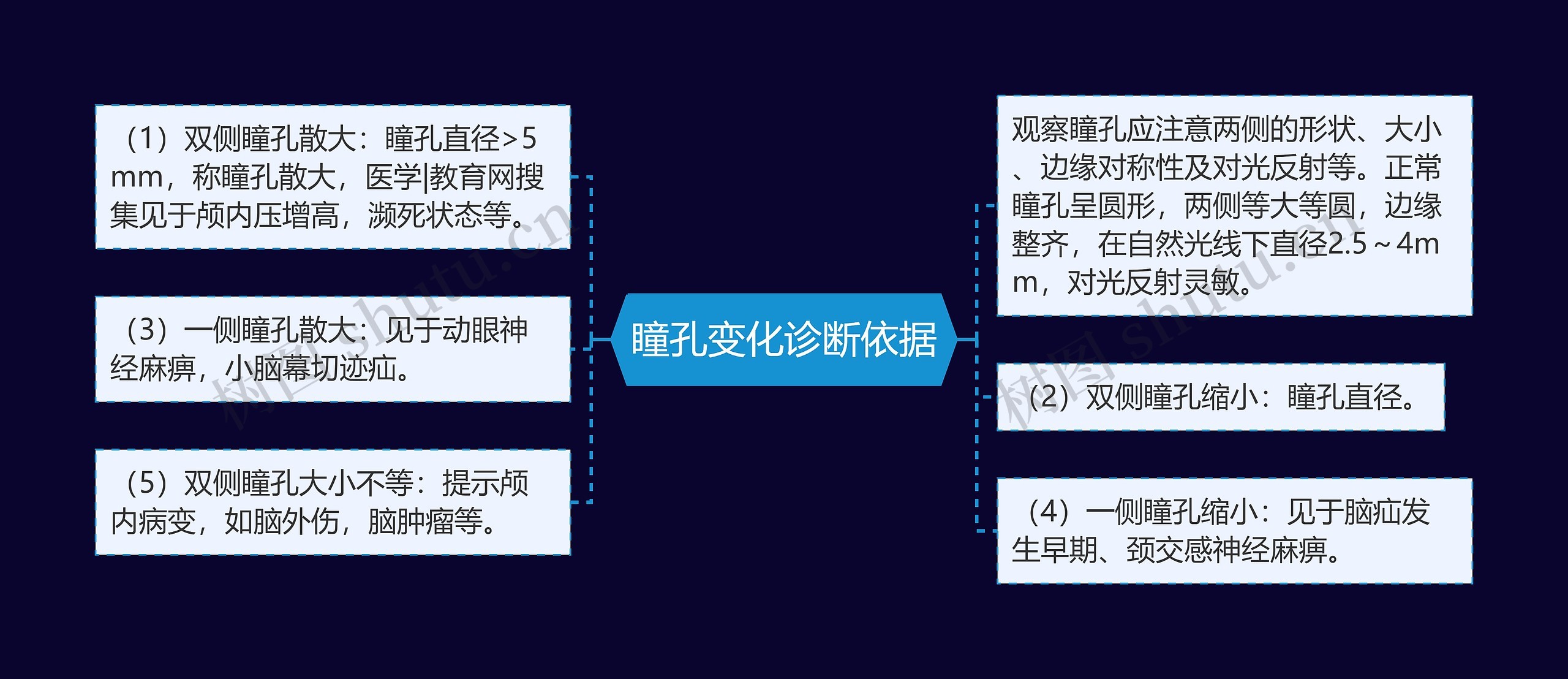 瞳孔变化诊断依据思维导图