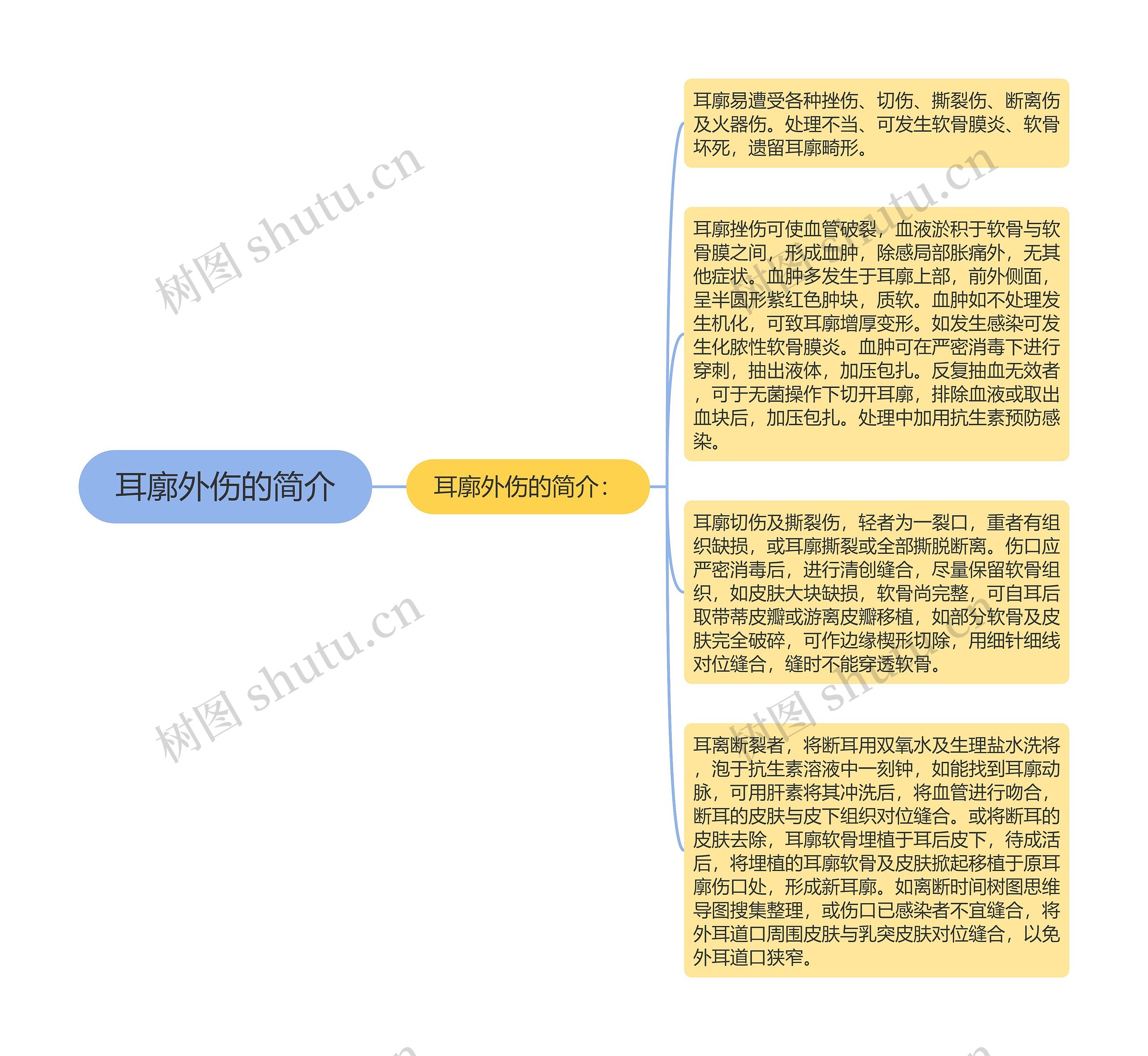 耳廓外伤的简介思维导图