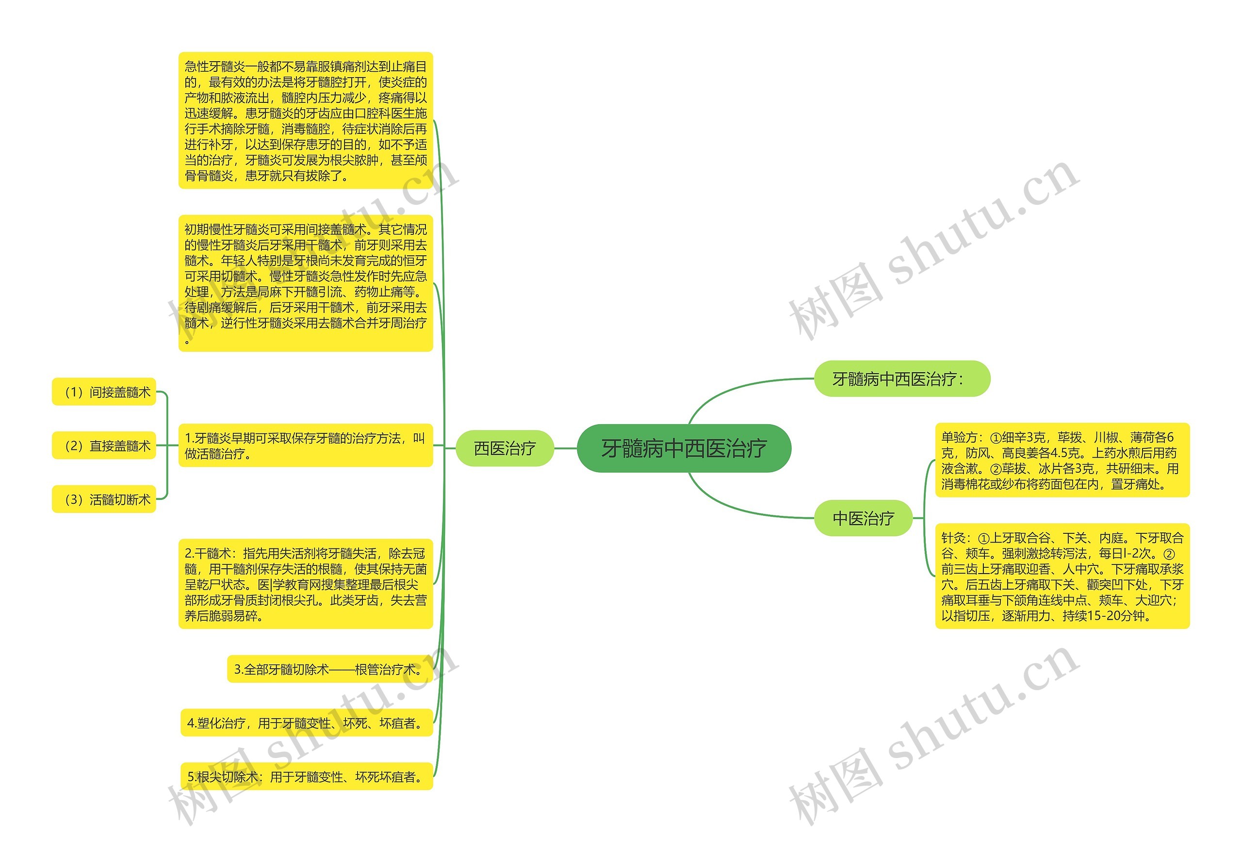 牙髓病中西医治疗思维导图