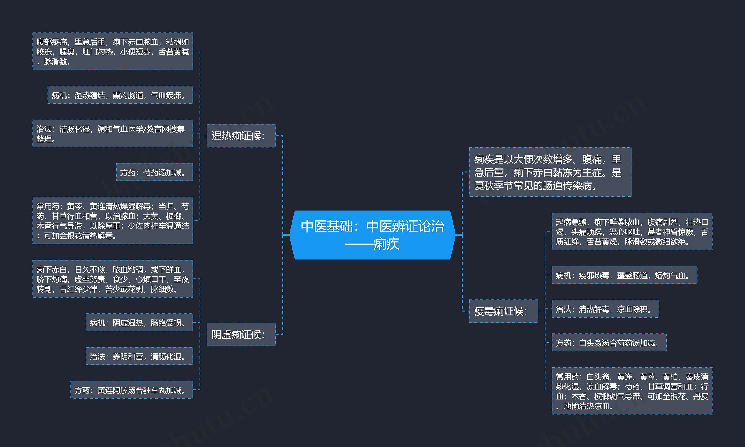 中医基础：中医辨证论治——痢疾思维导图