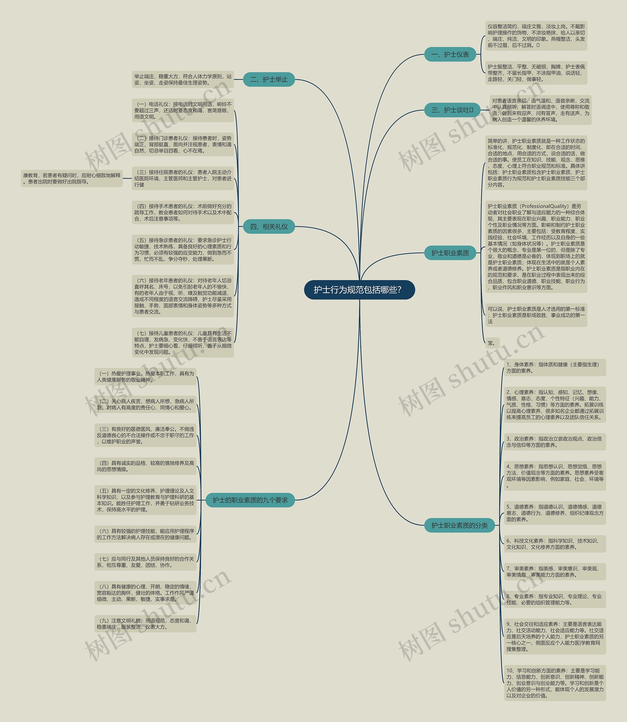 护士行为规范包括哪些？思维导图