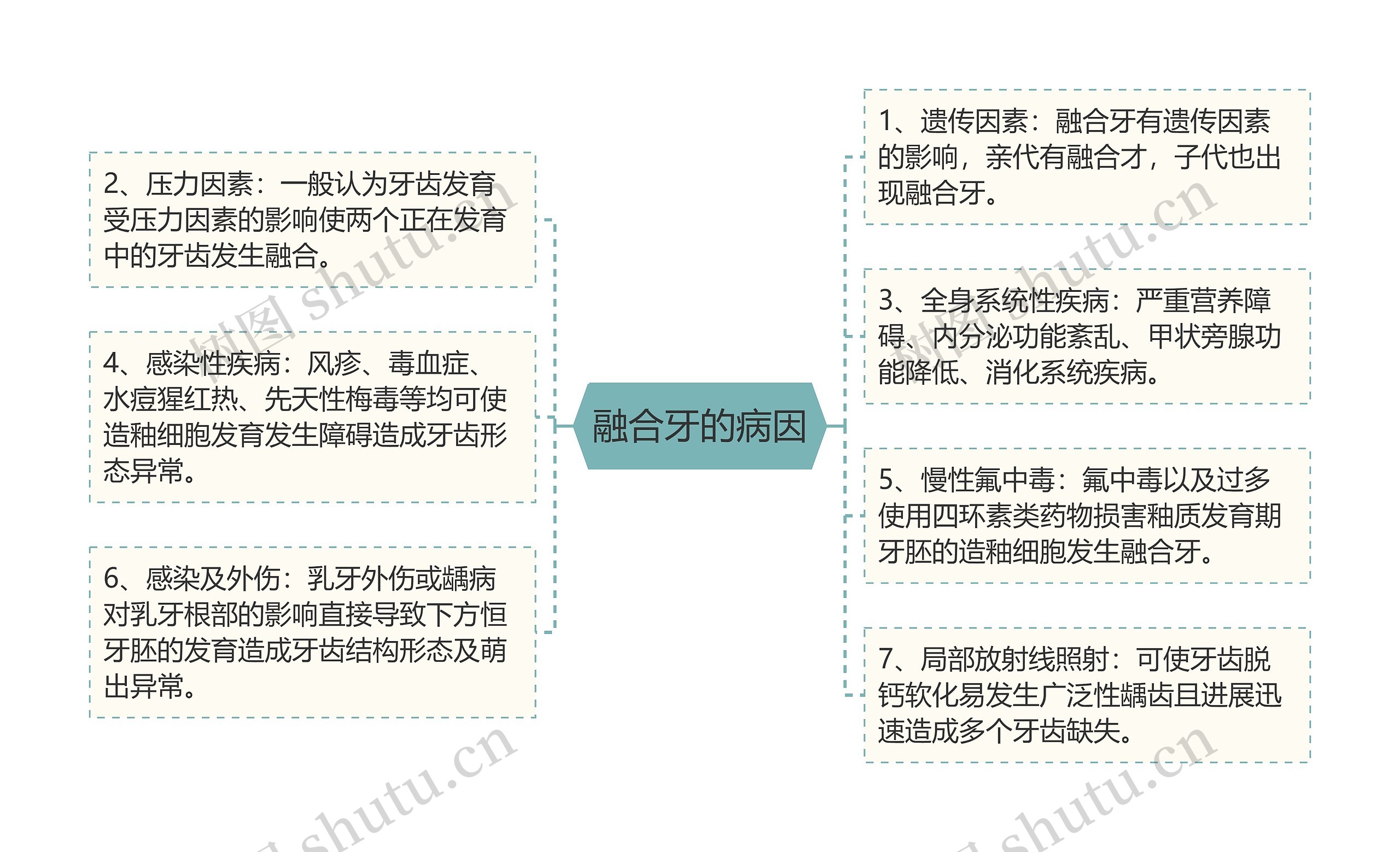 融合牙的病因思维导图