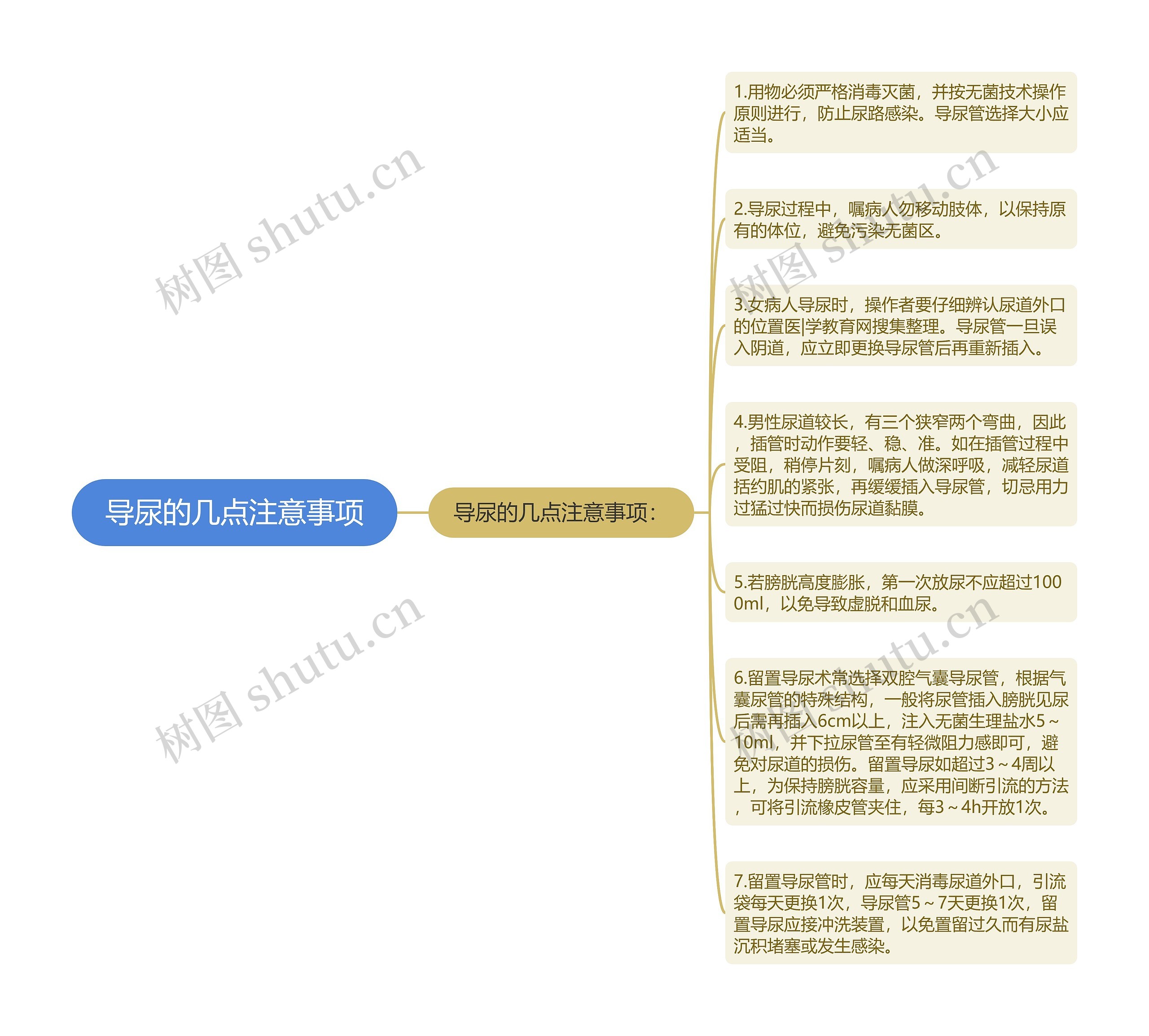 导尿的几点注意事项思维导图