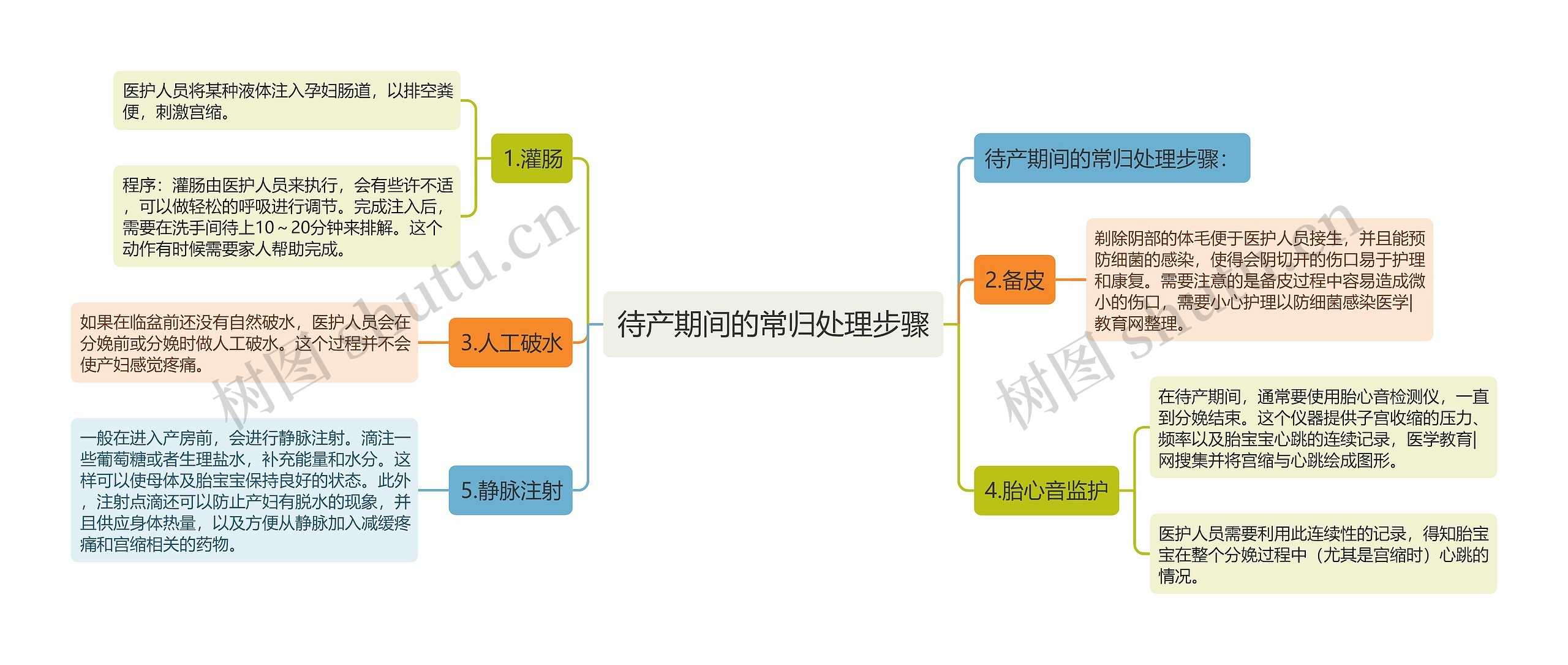 待产期间的常归处理步骤思维导图