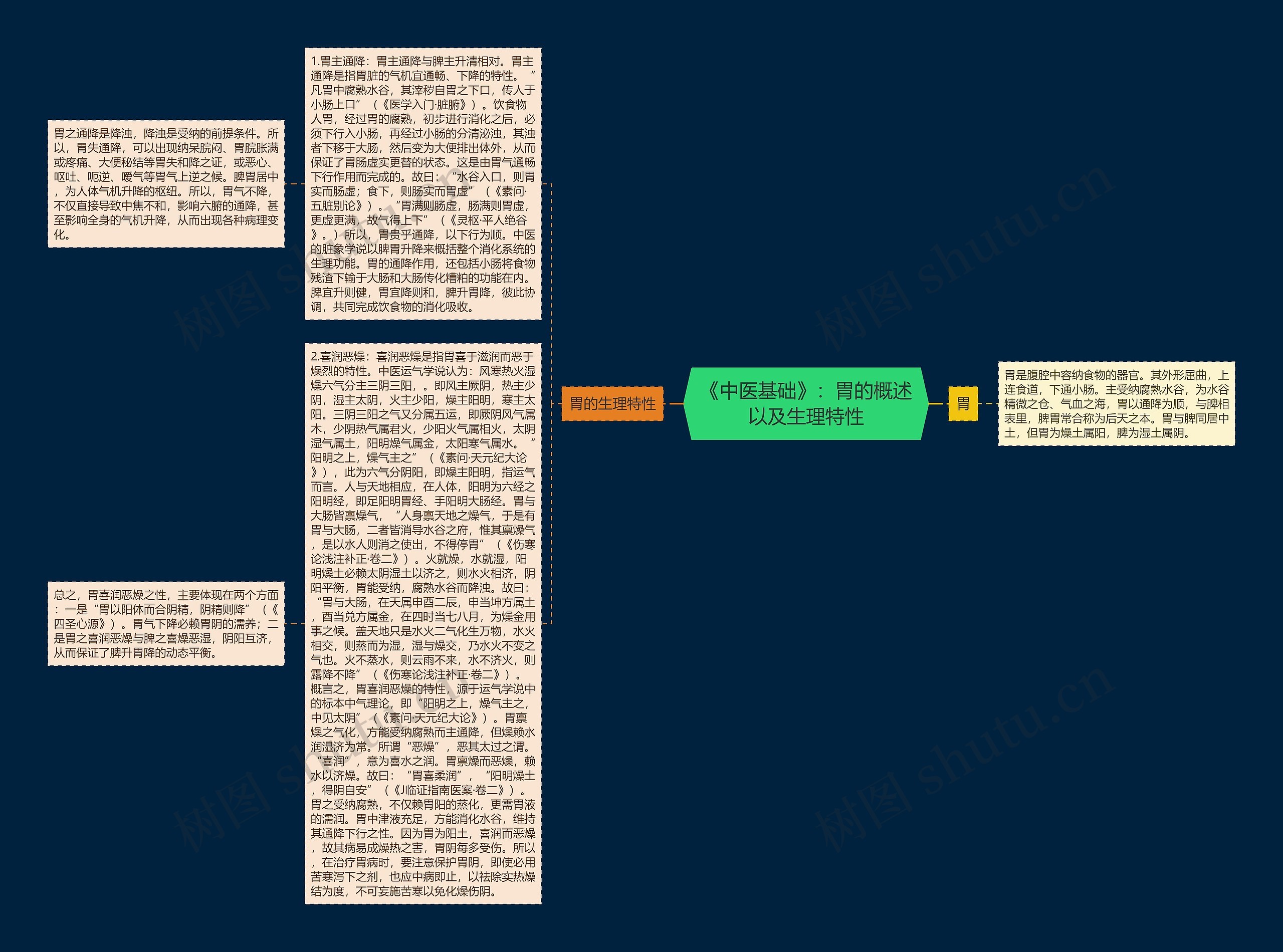 《中医基础》：胃的概述以及生理特性思维导图