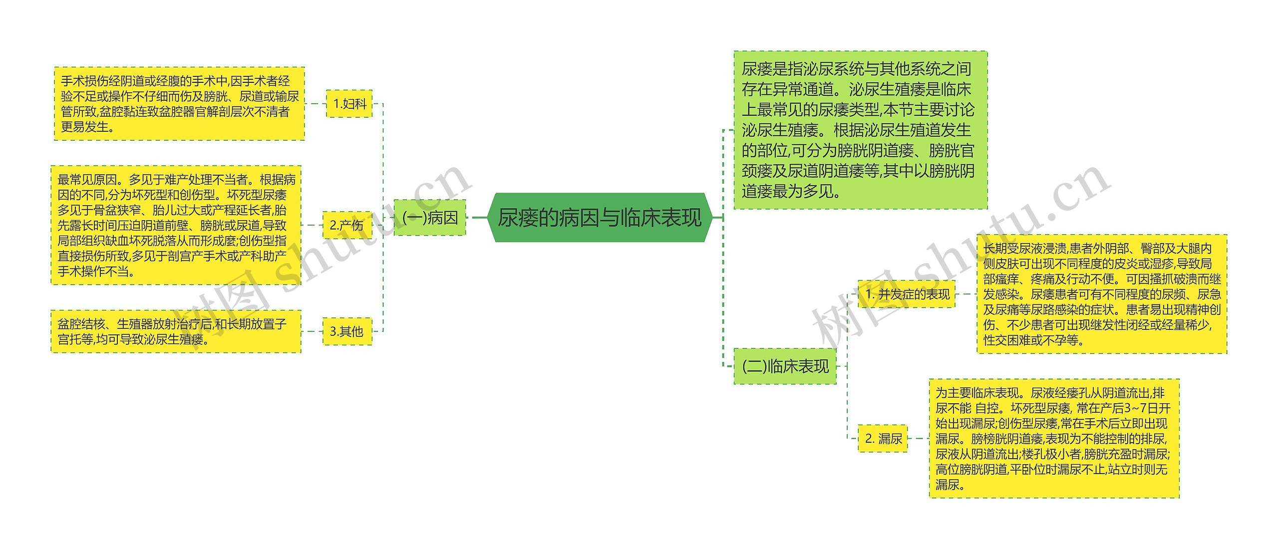 尿瘘的病因与临床表现思维导图