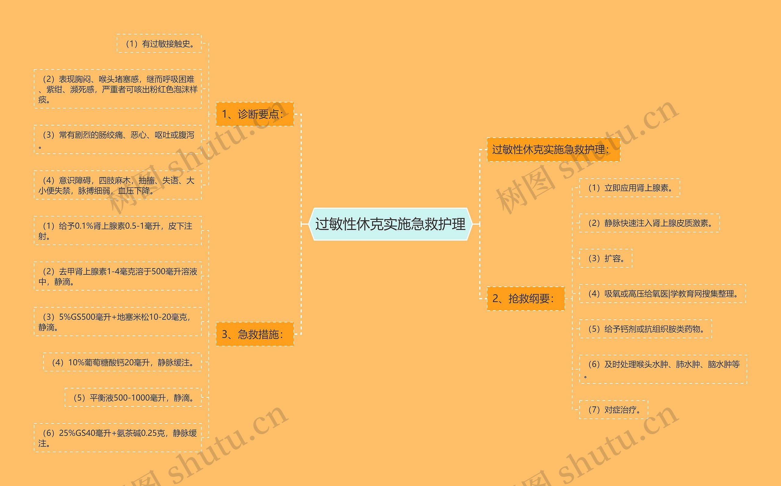 过敏性休克实施急救护理思维导图