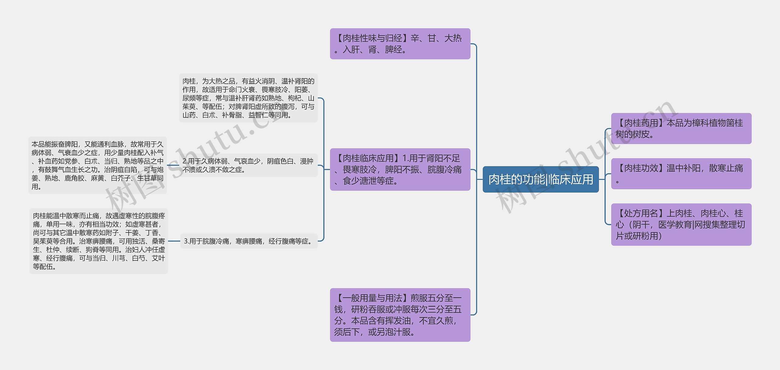 肉桂的功能|临床应用思维导图