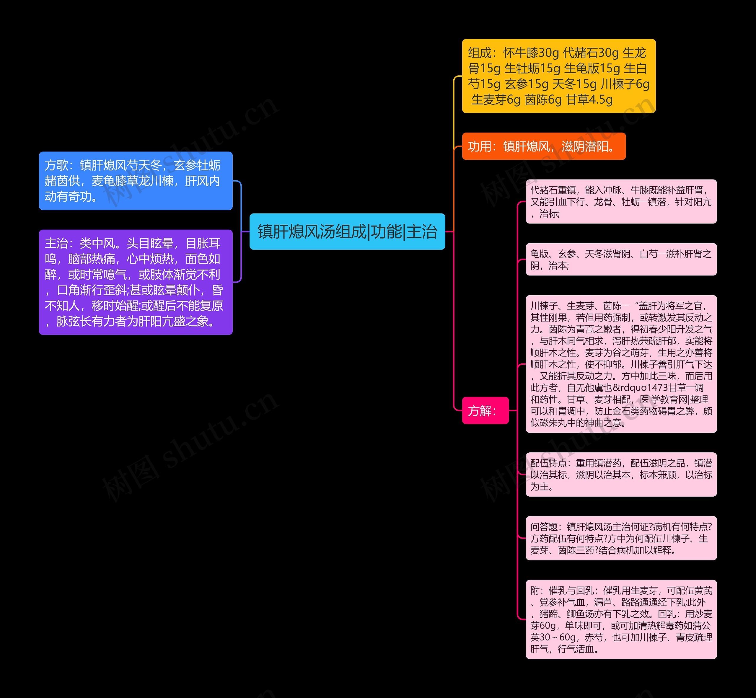 镇肝熄风汤组成|功能|主治思维导图