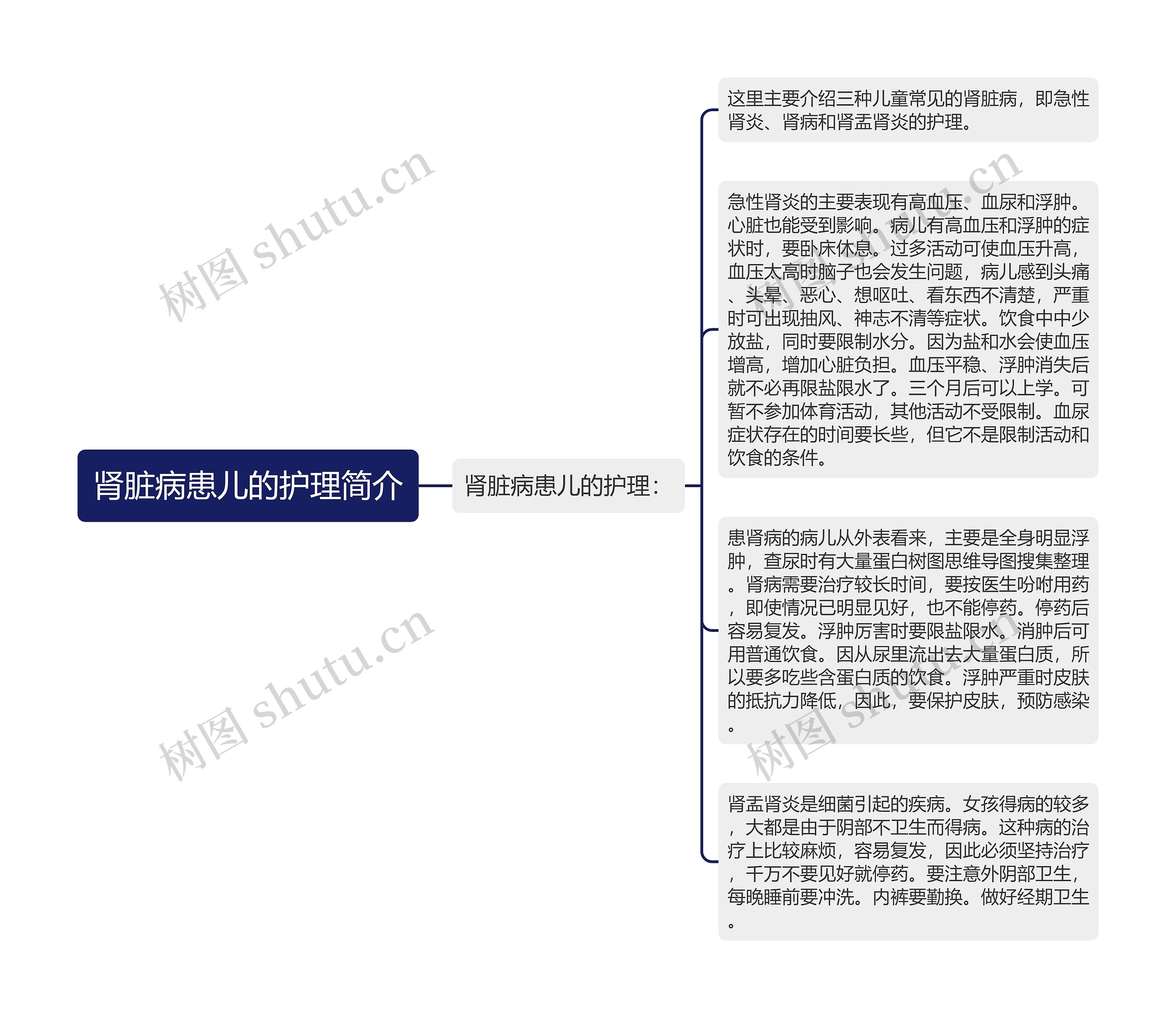 肾脏病患儿的护理简介思维导图