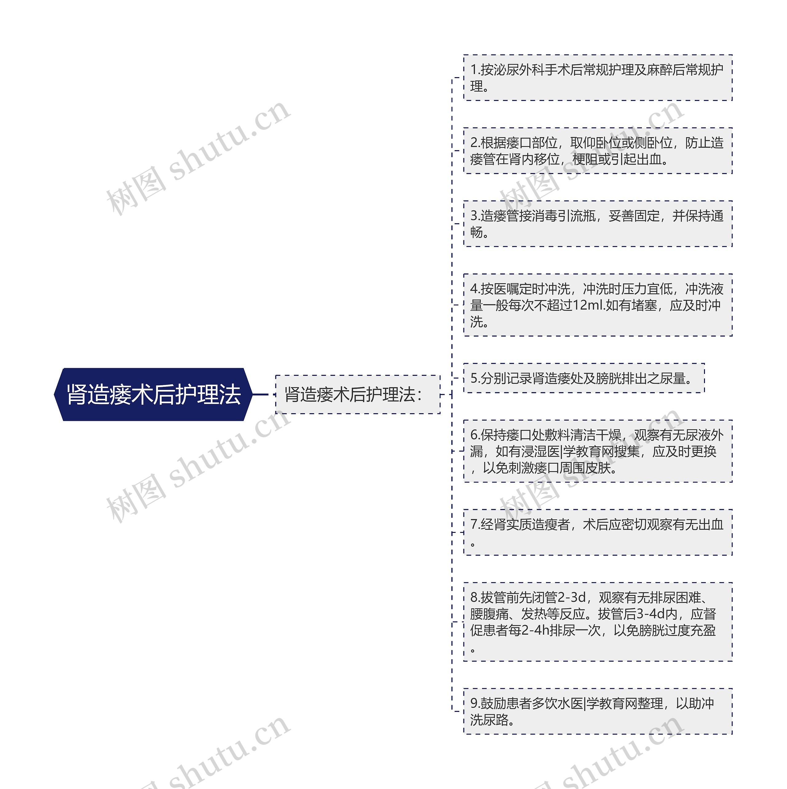 肾造瘘术后护理法思维导图