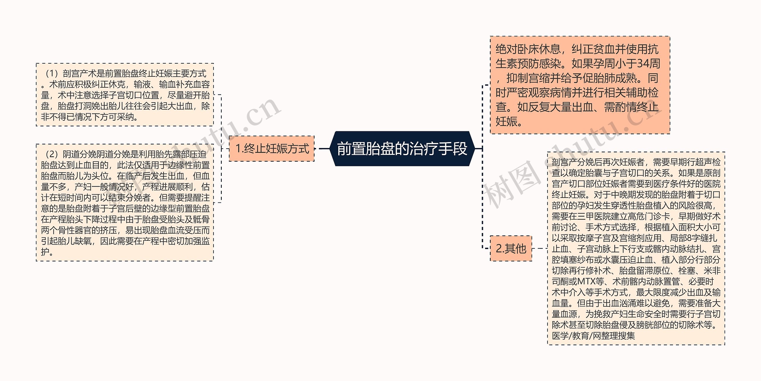 前置胎盘的治疗手段思维导图