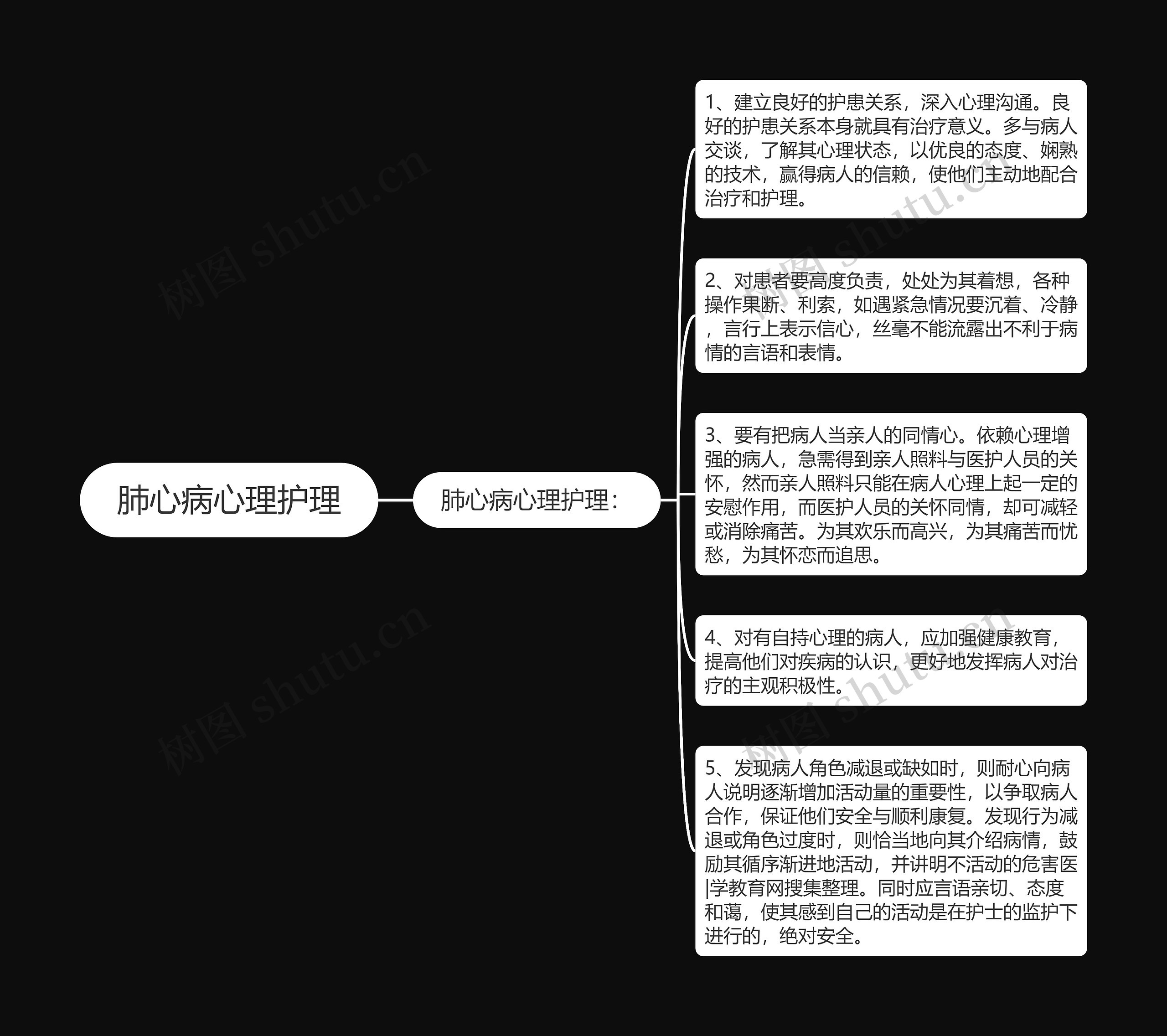 肺心病心理护理思维导图