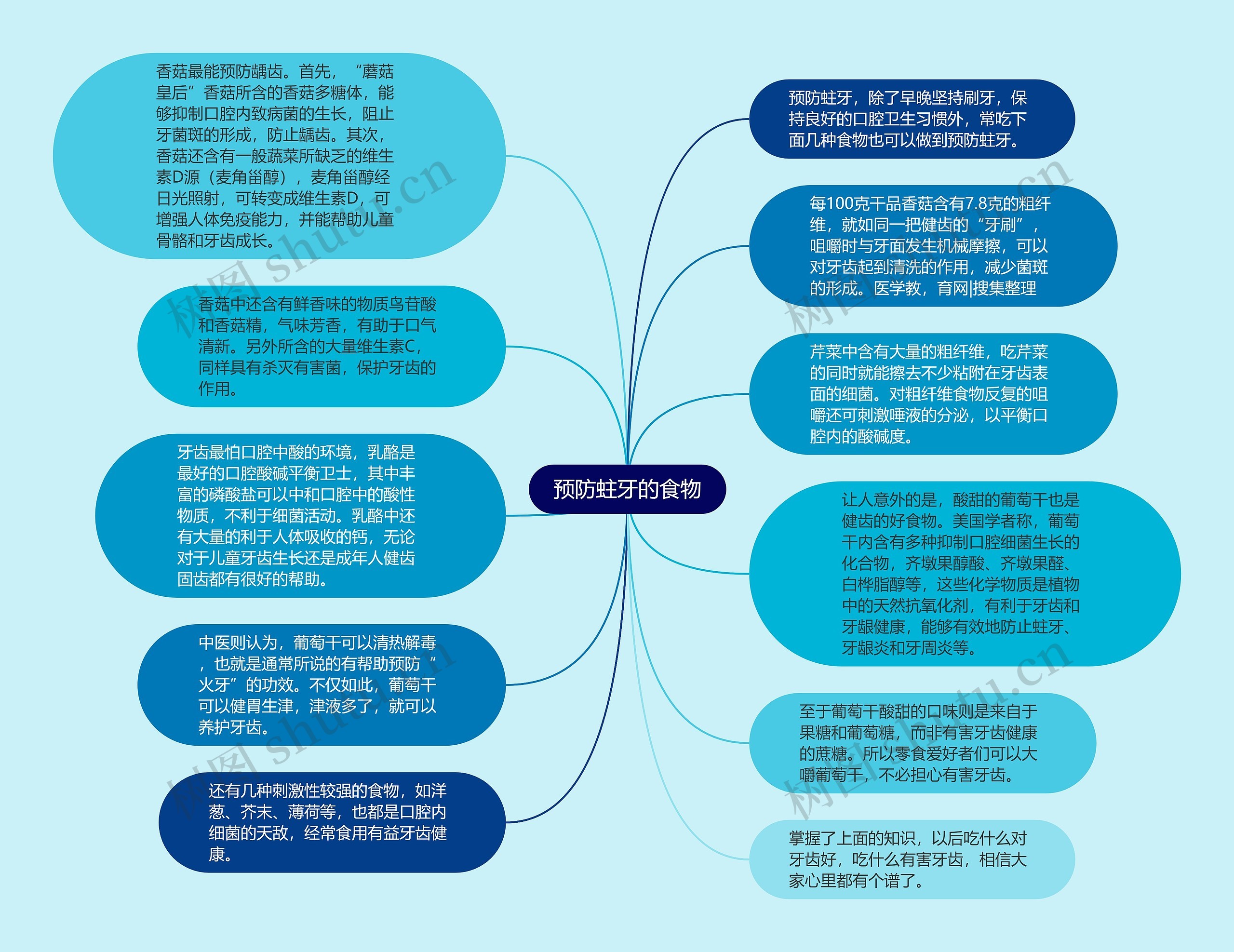 预防蛀牙的食物思维导图