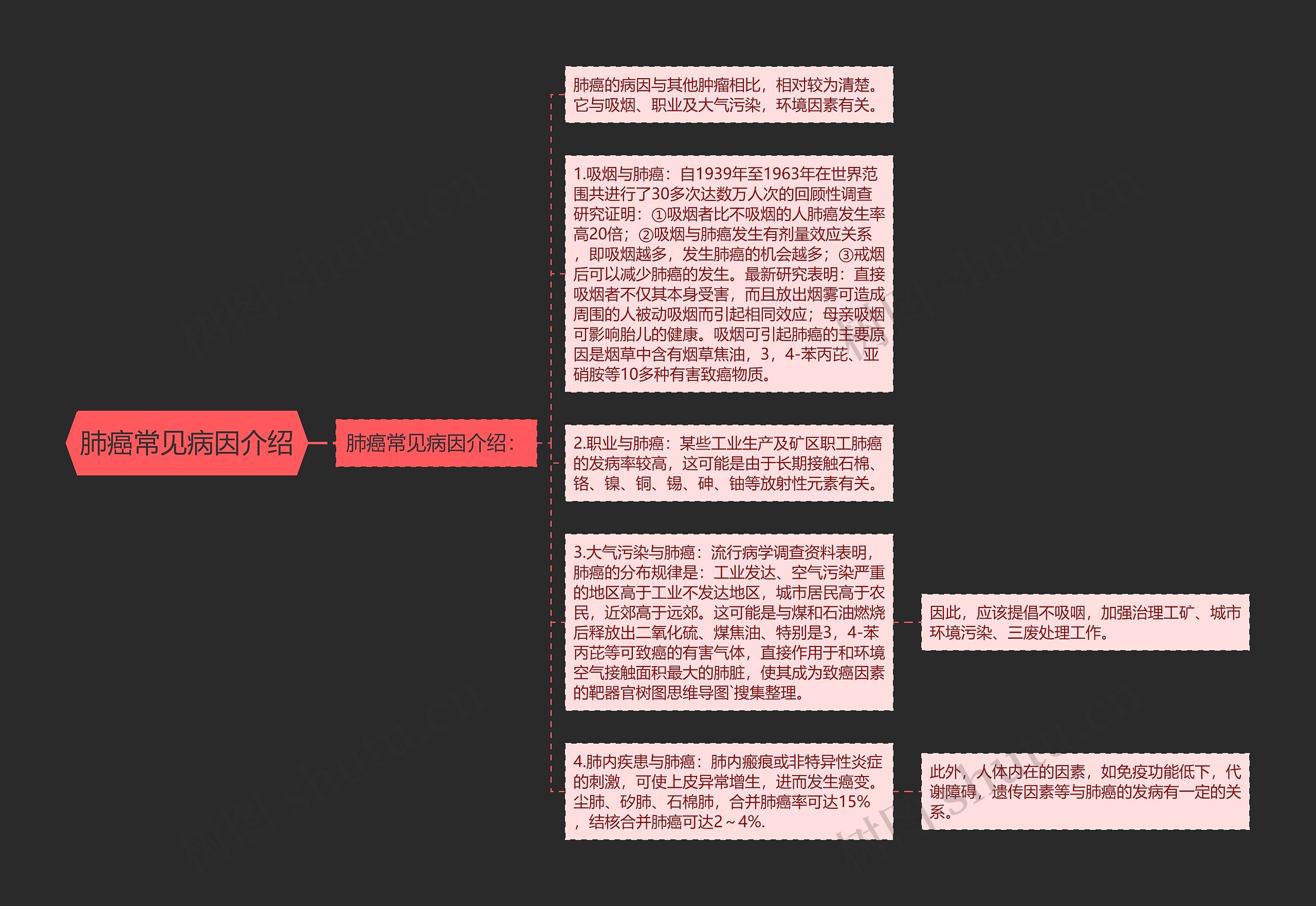 肺癌常见病因介绍思维导图