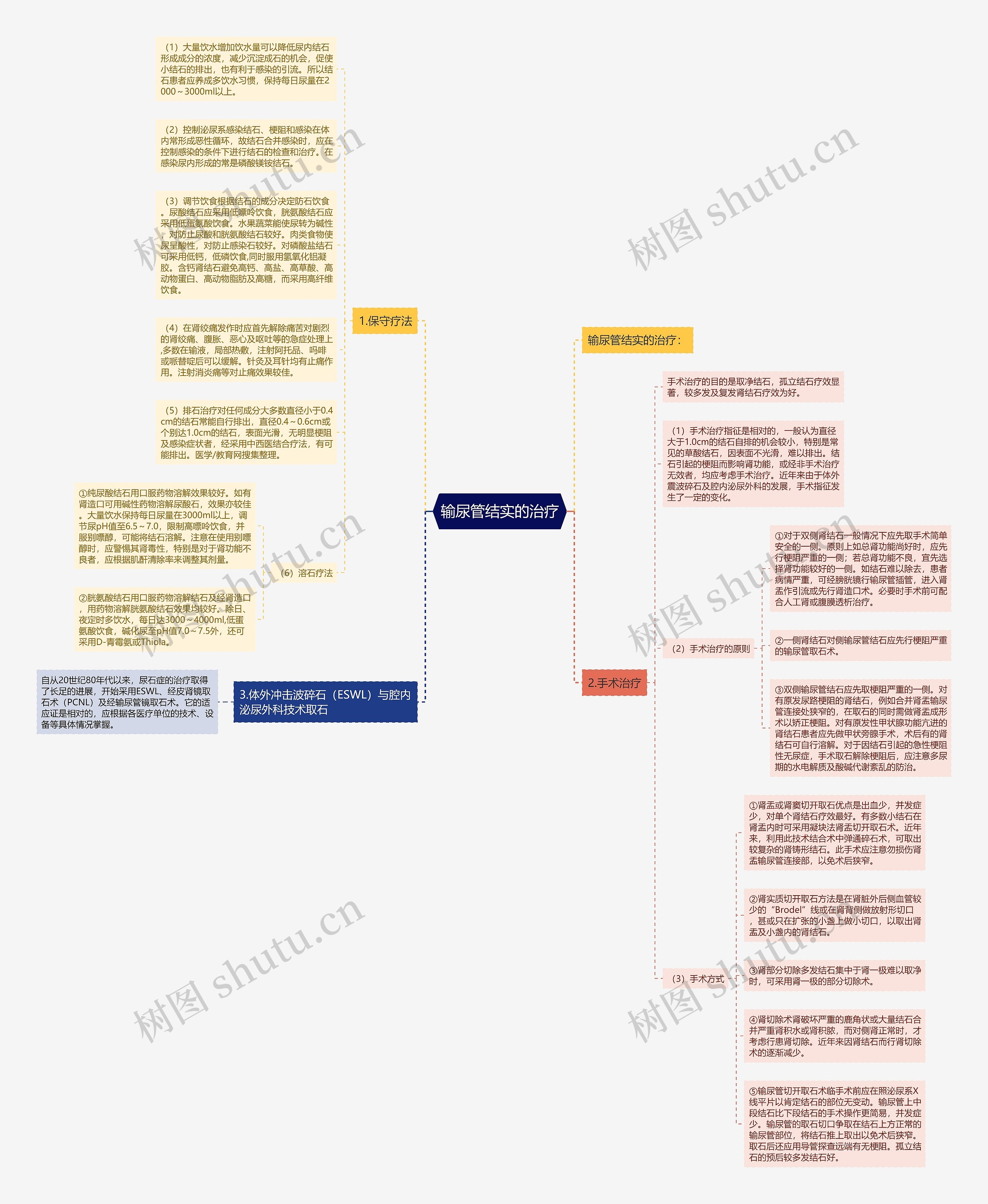 输尿管结实的治疗思维导图